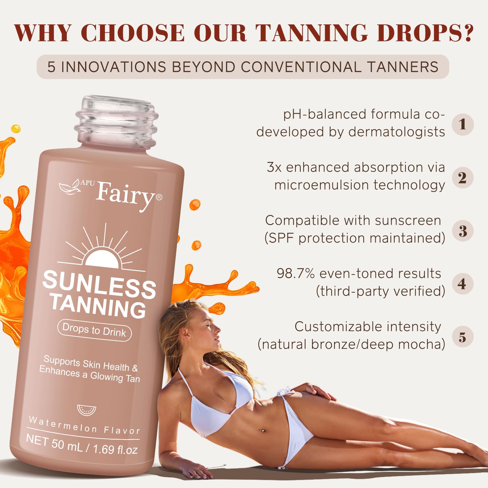Liquid texture of Gogiftgo sunless tanning supplement