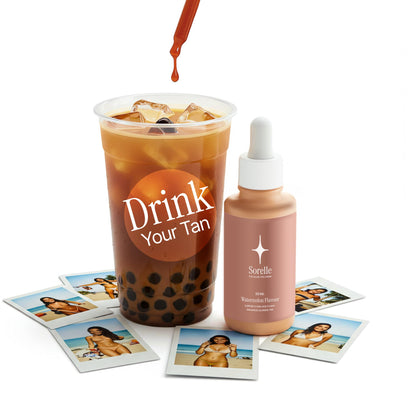 Sorelle Tanning Drops drinkable formula bottle back label