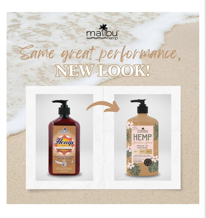 Malibu Tan Hemp Golden Glow Lotion 18 fluid ounce packaging