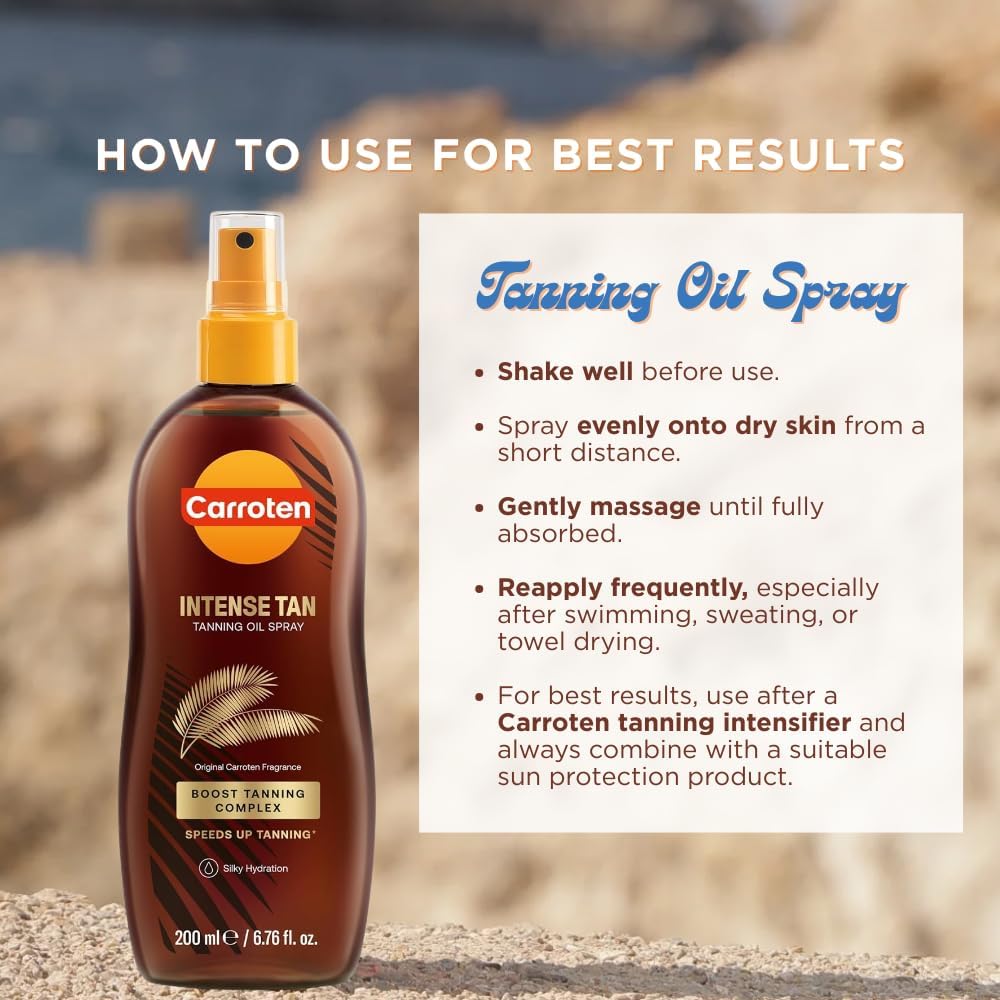 Carroten tanning accelerator spray showing Greek branding