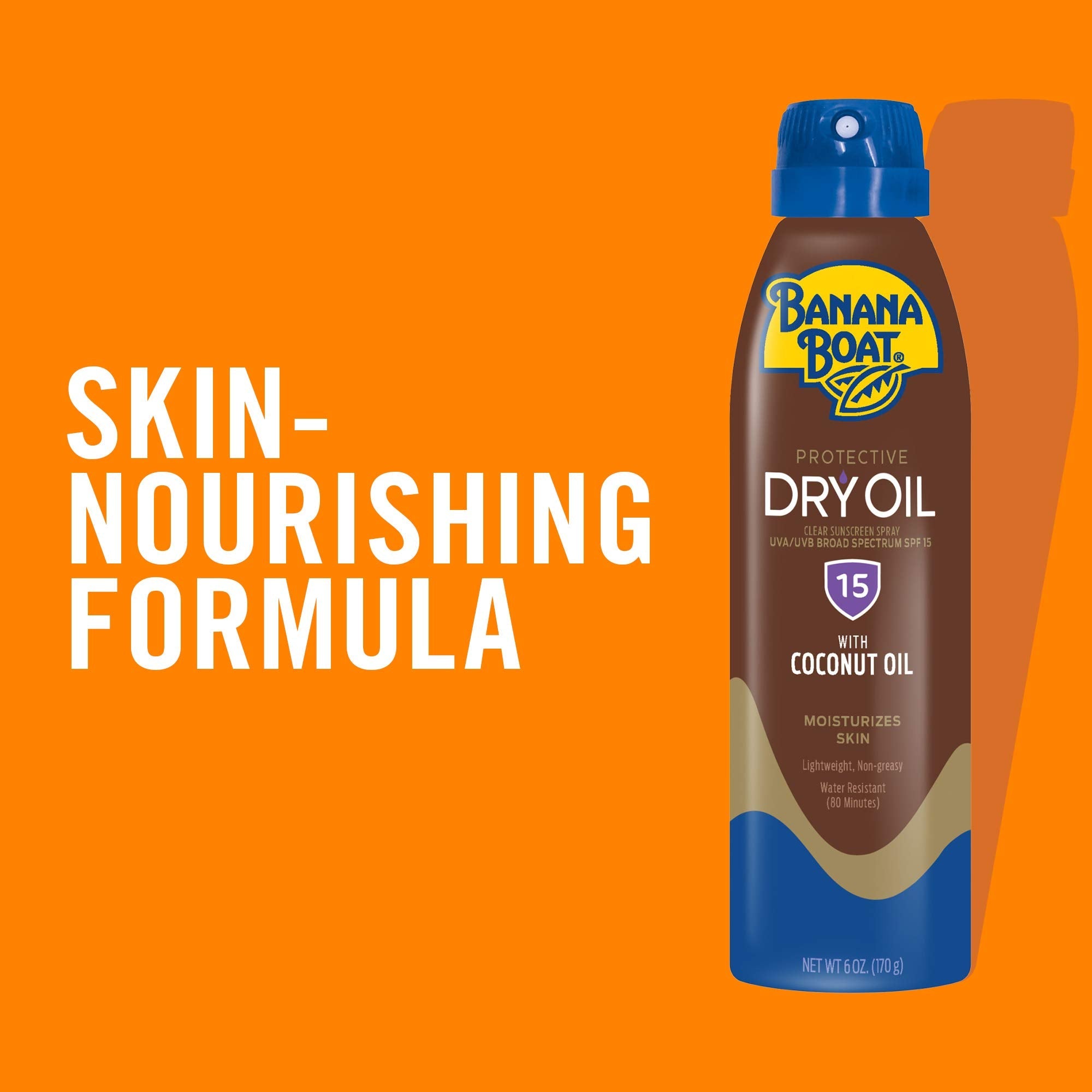 Banana Boat continuous spray bottle showing SPF 15 label
