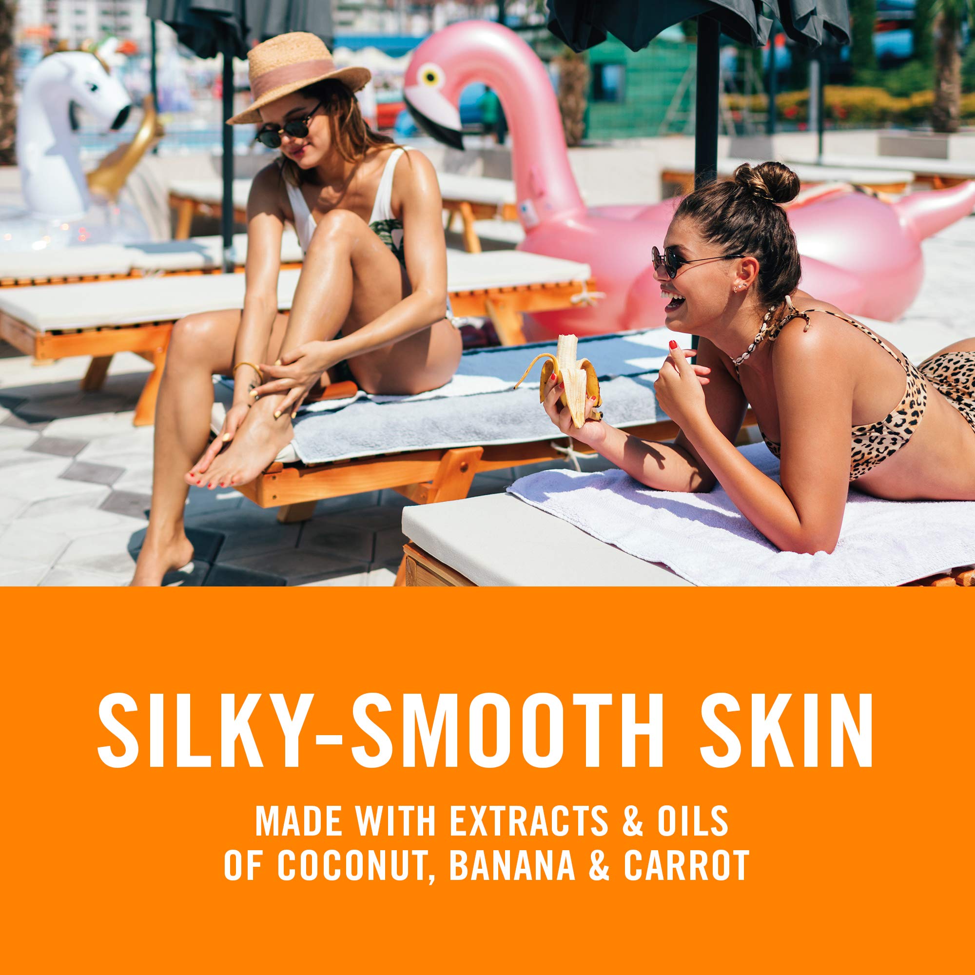 Texture demonstration of Banana Boat dry tanning oil