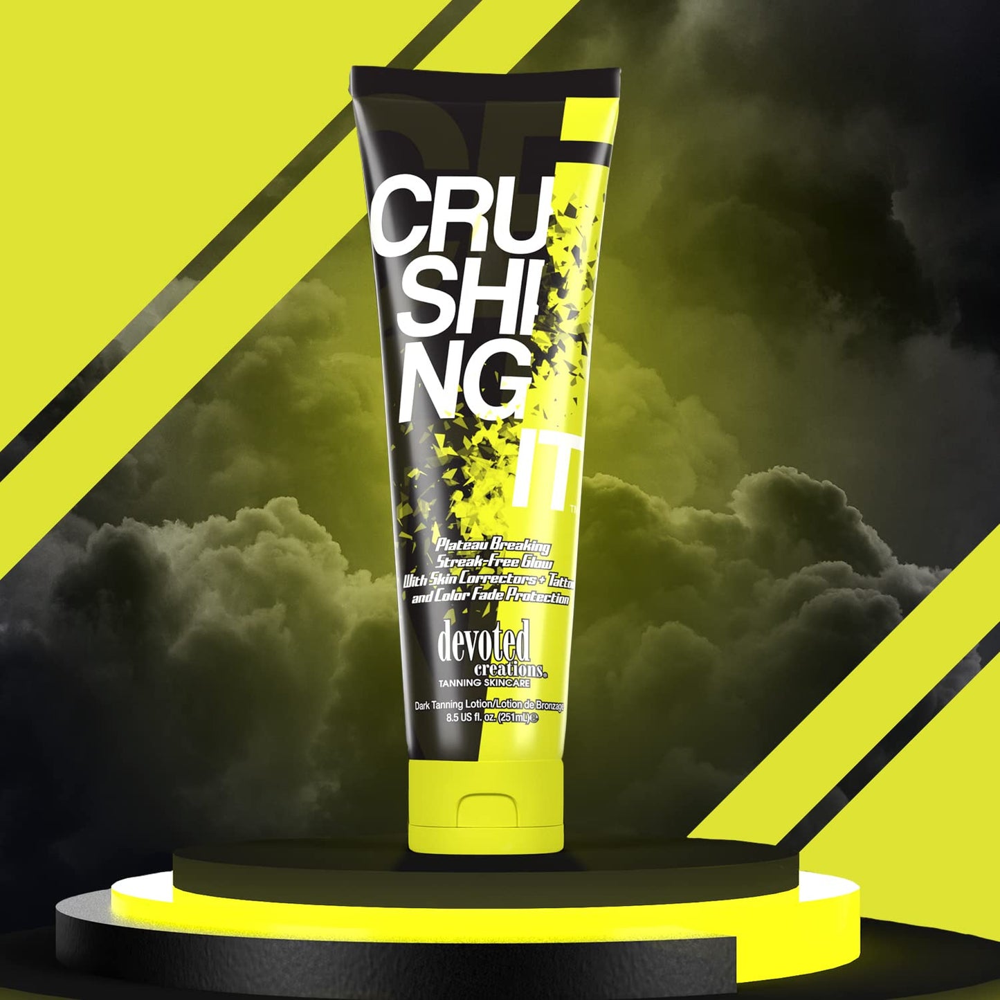 Back label of Devoted Creations Crushing It 8.5 fluid ounce bottle