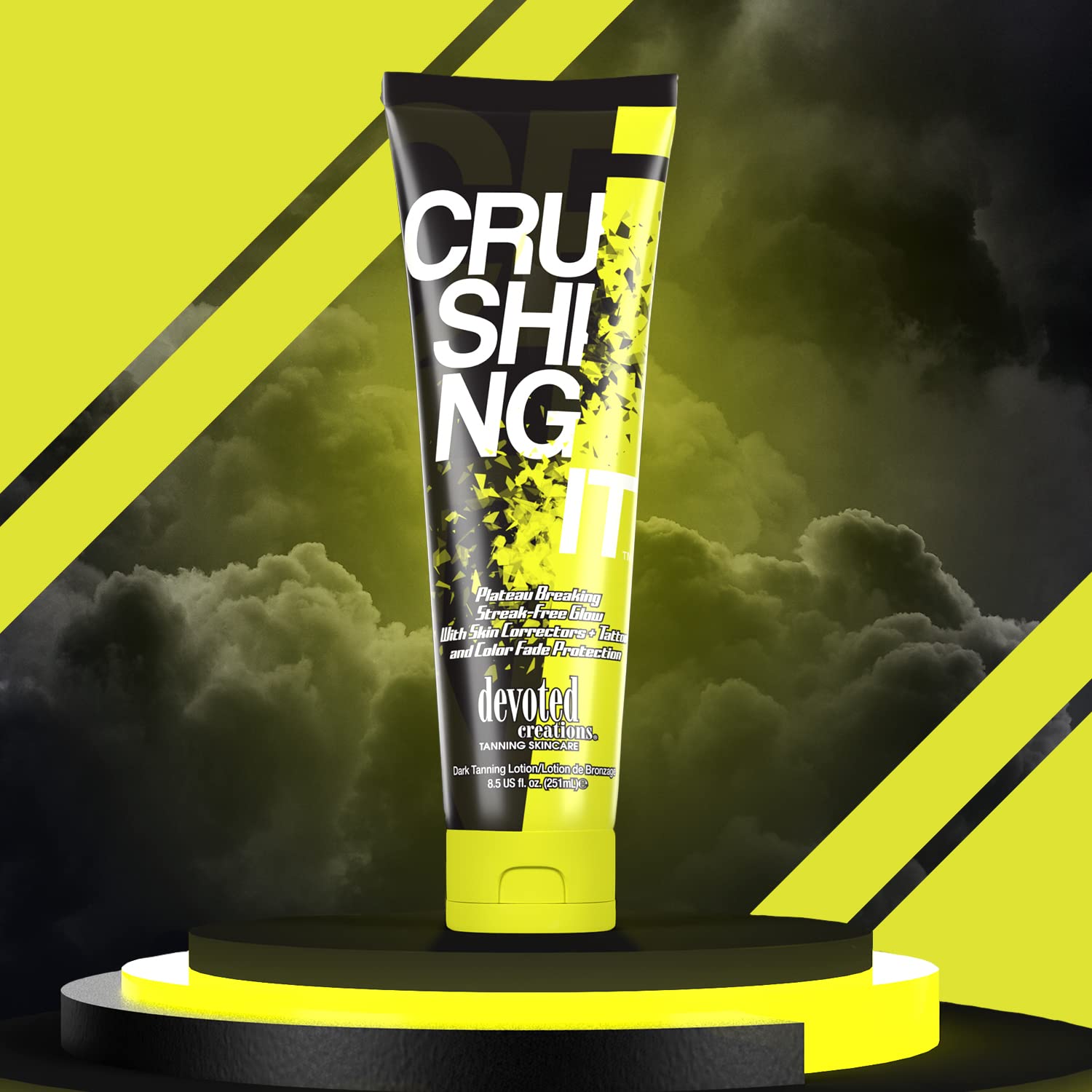Back label of Devoted Creations Crushing It 8.5 fluid ounce bottle