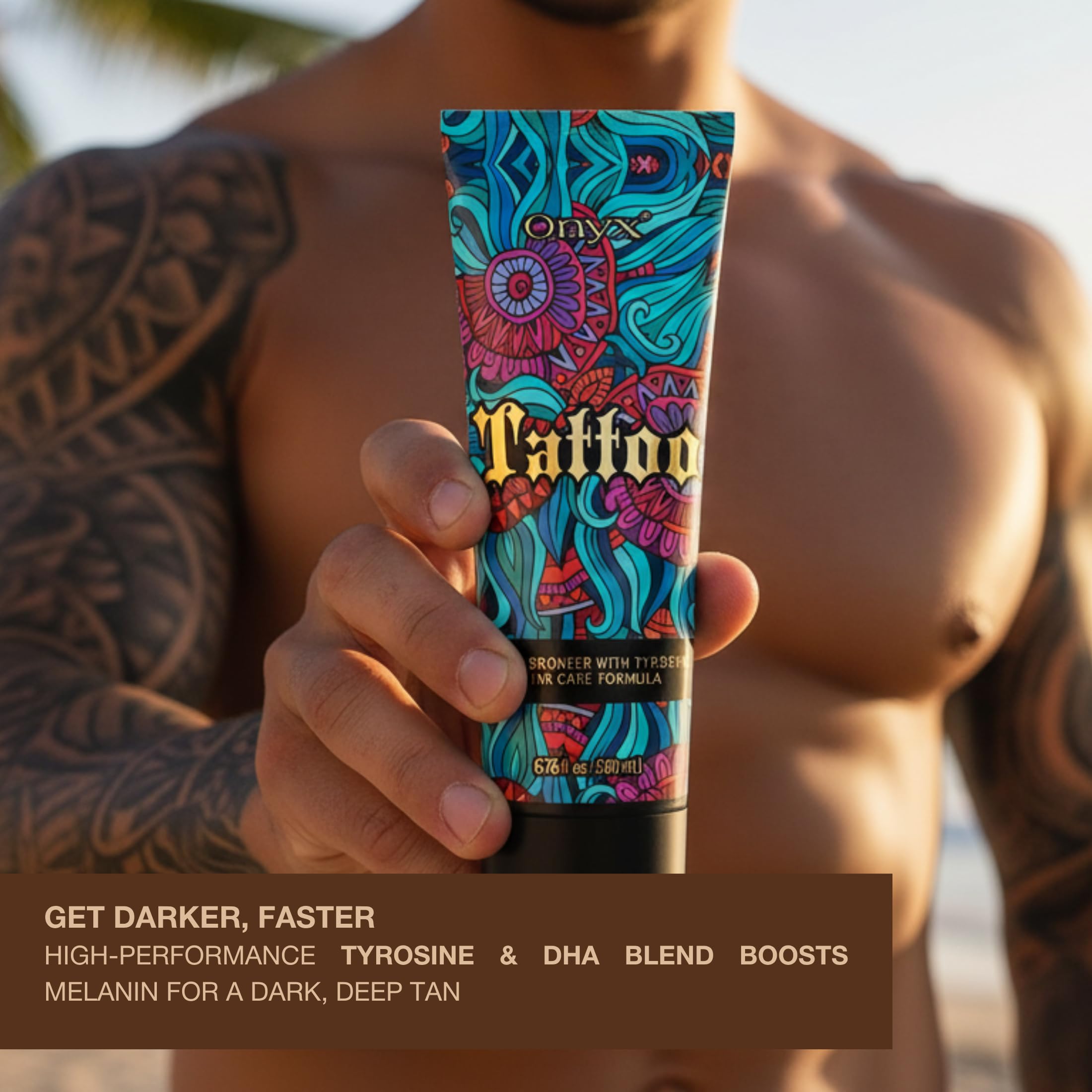 Onyx tanning bed lotion for tattoo protection and skin hydration