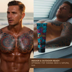 Onyx dark tanning accelerator bottle next to fluid ounce label