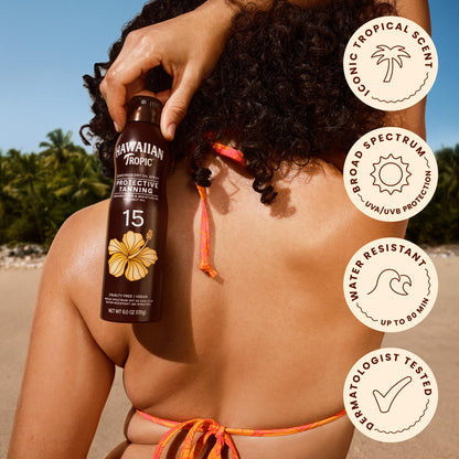 Hawaiian Tropic dry oil spray for beach and summer skin care