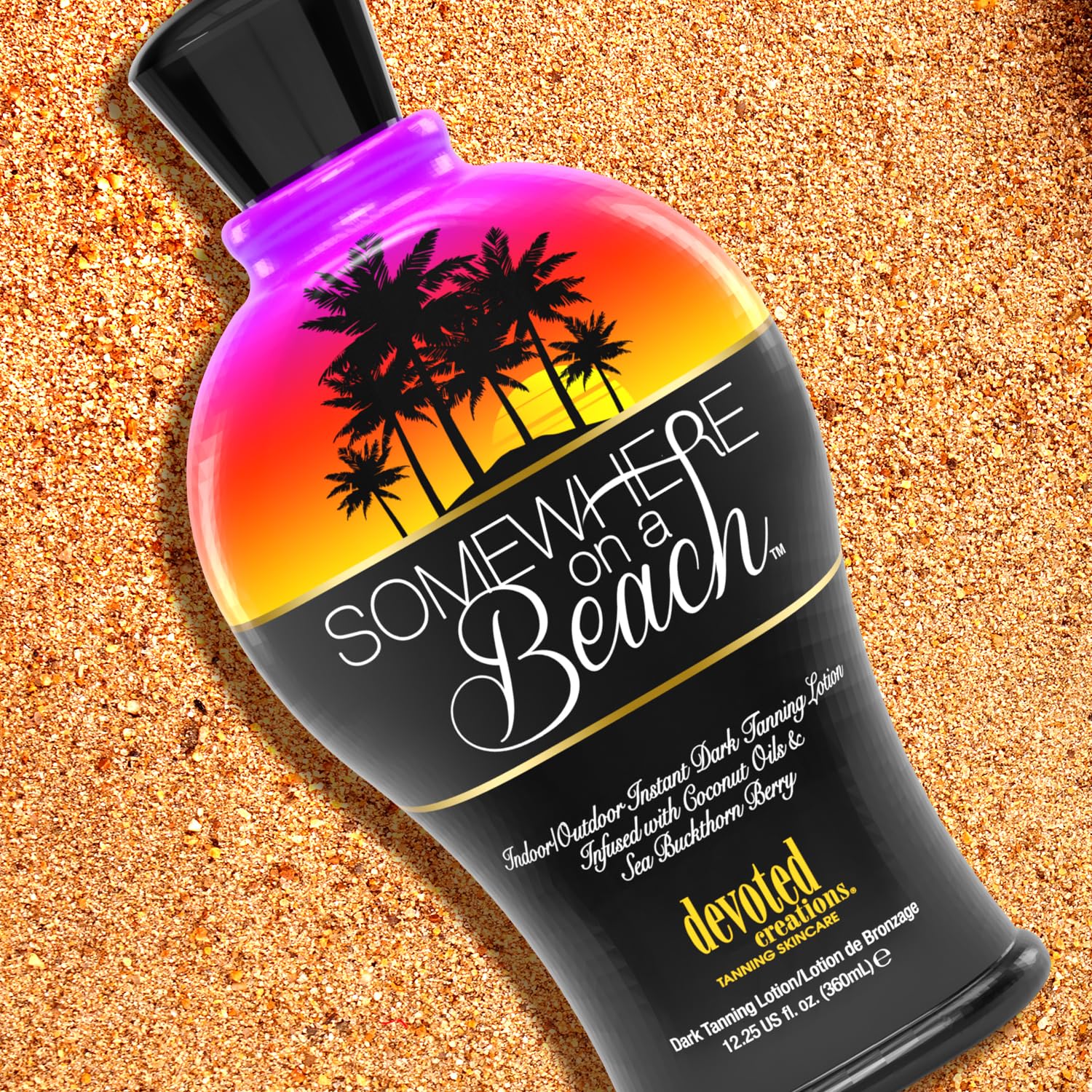 Back of Devoted Creations Somewhere on a Beach indoor outdoor tanning lotion