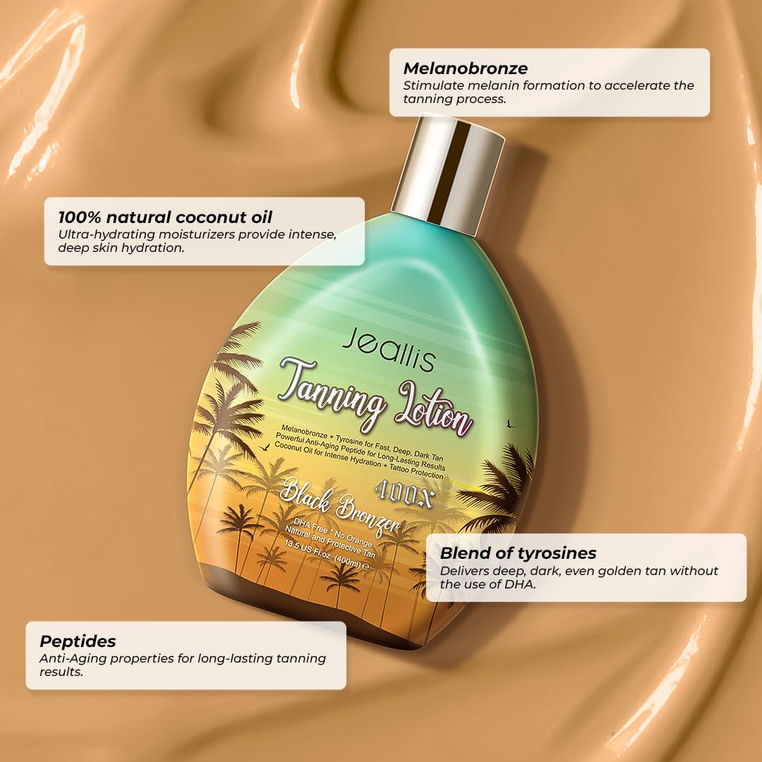 Jeallis 400X Black Bronzer tanning lotion texture close up