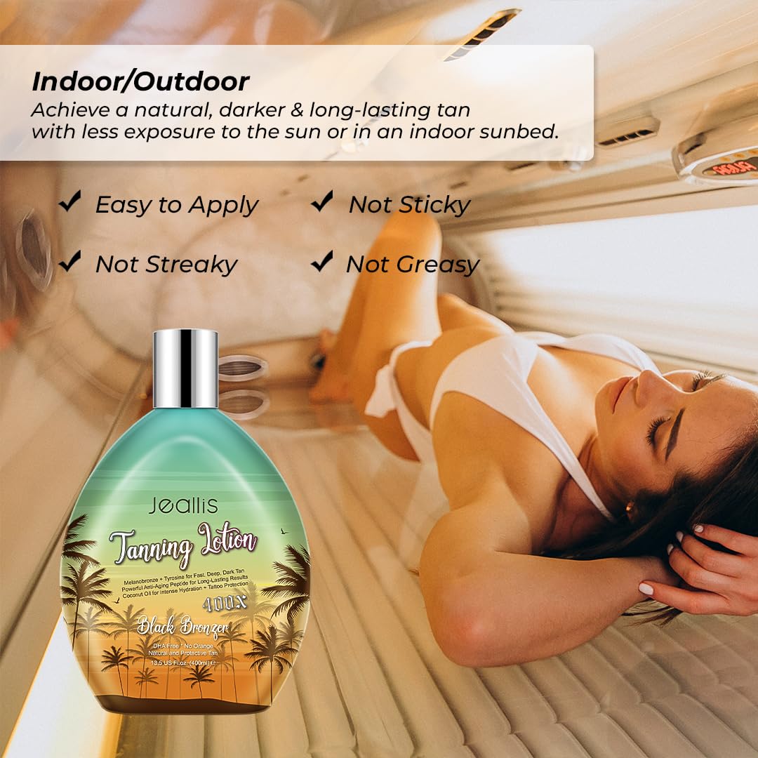 Jeallis dark tanning lotion for indoor and outdoor use