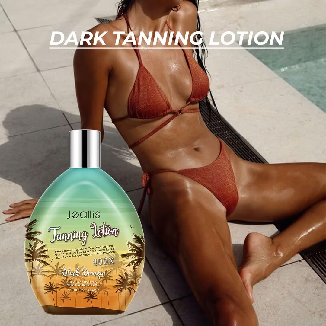 Back of Jeallis Extreme Dark Tanning Lotion bottle ingredients