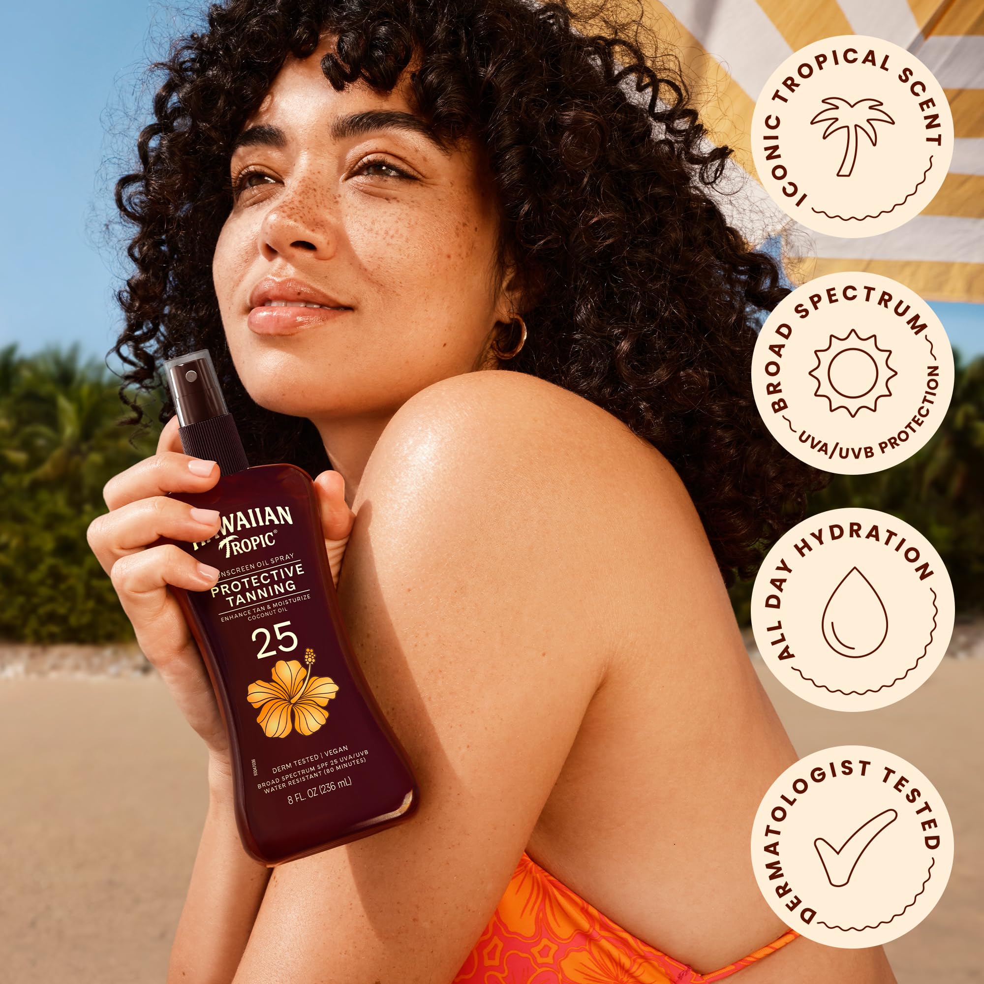 Hawaiian Tropic sunscreen dry oil texture demonstration