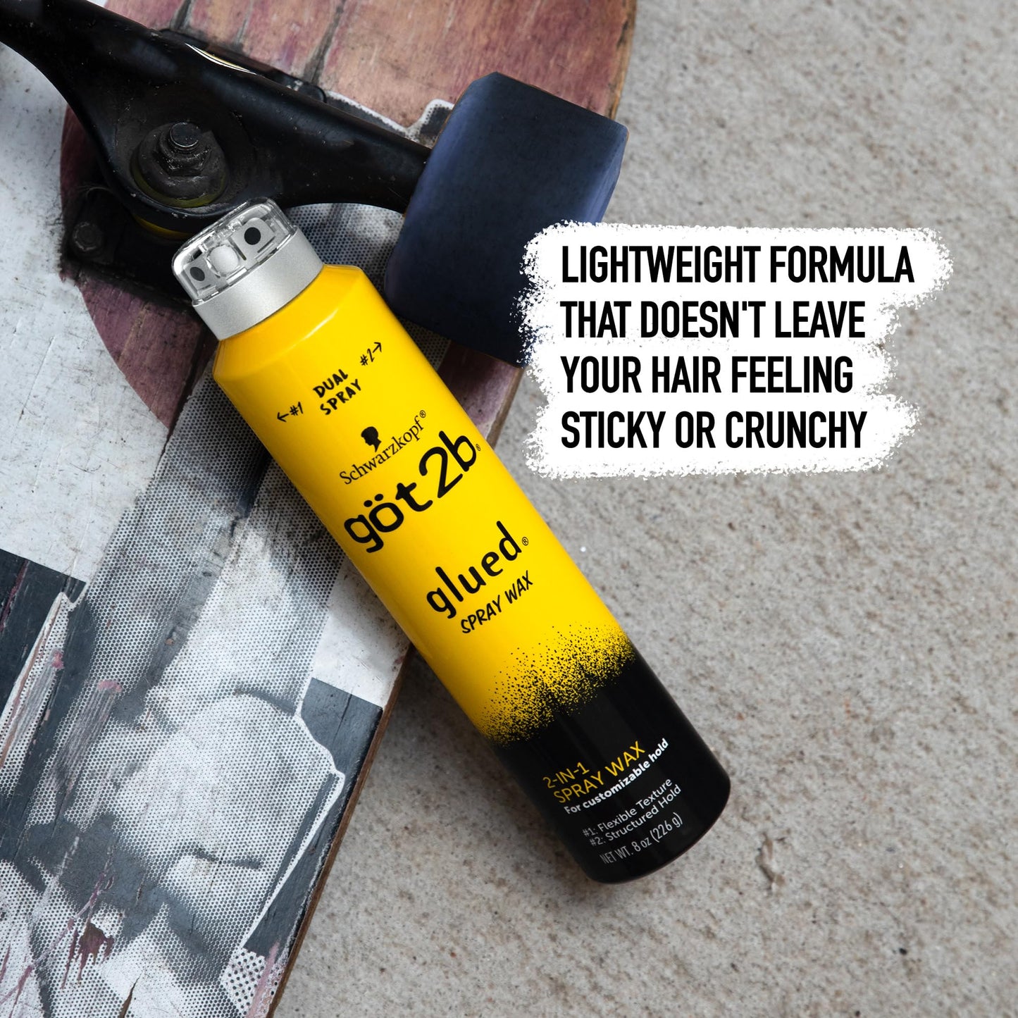 Imported Got2b Glued dual finish hair spray wax on a clean surface for premium salon styling