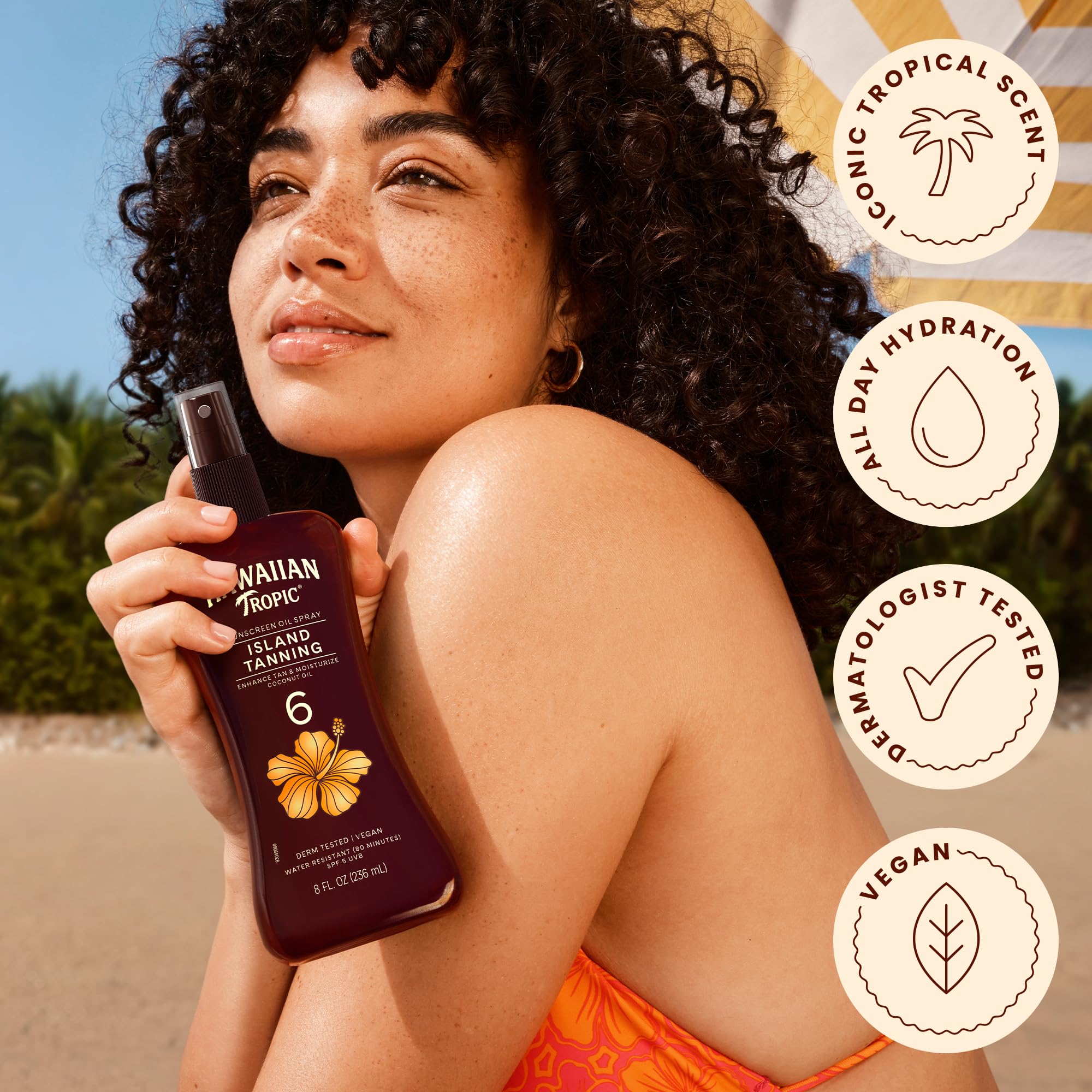 Back view of Hawaiian Tropic Dark Tanning Oil with ingredient list