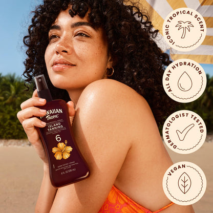 Back view of Hawaiian Tropic Dark Tanning Oil with ingredient list