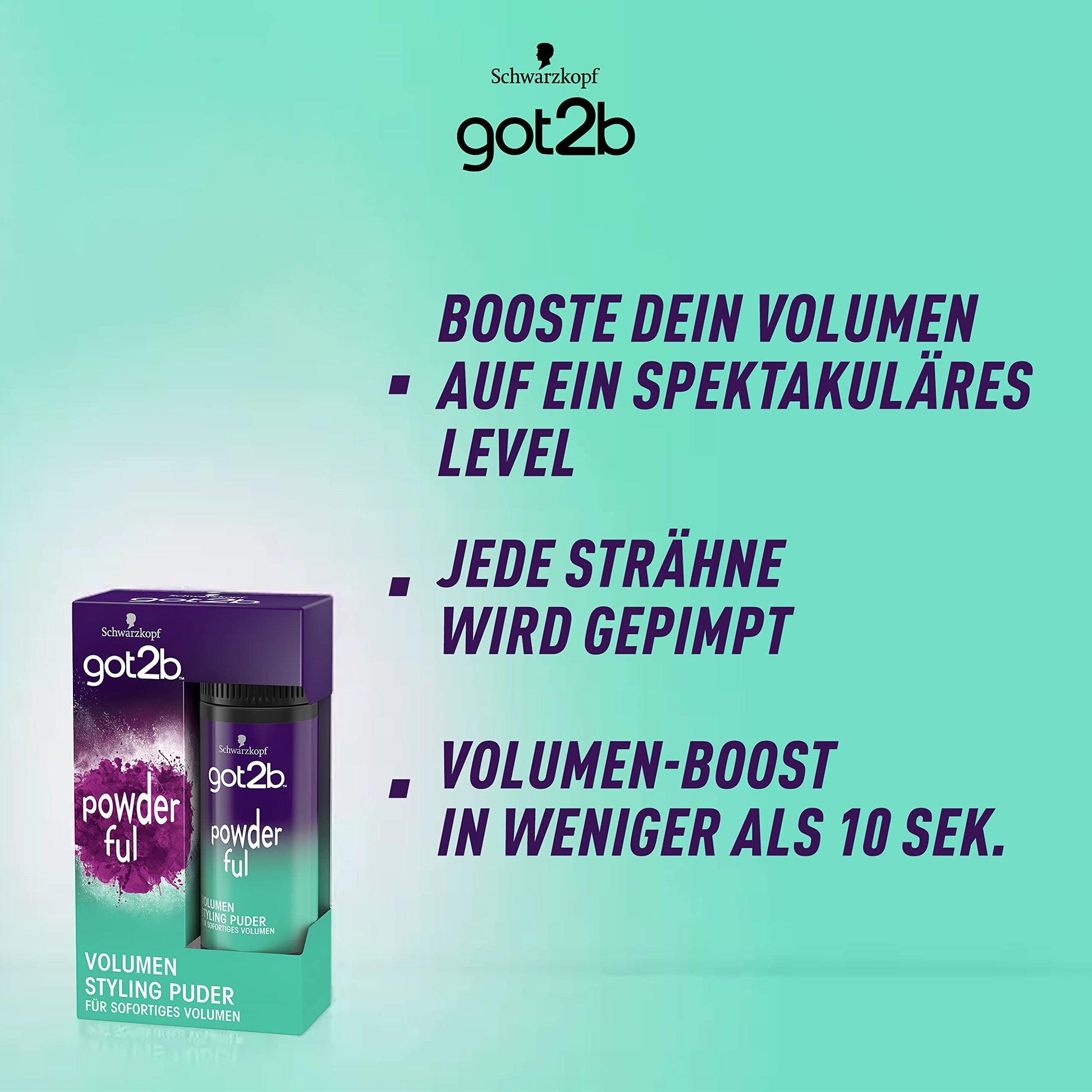 Close up of Got2B Schwarzkopf matte finish hair styling powder