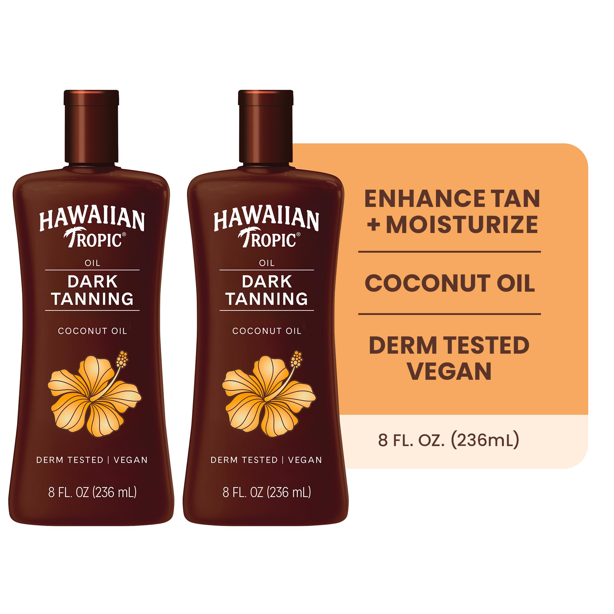 Hawaiian Tropic moisturizing body oil bottles side by side