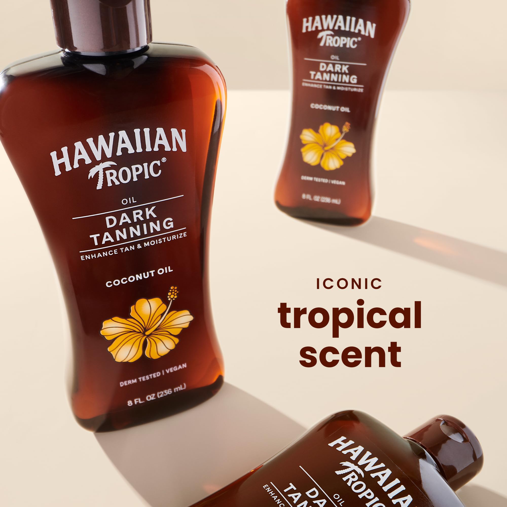 Hawaiian Tropic Dark Tanning Oil label close up