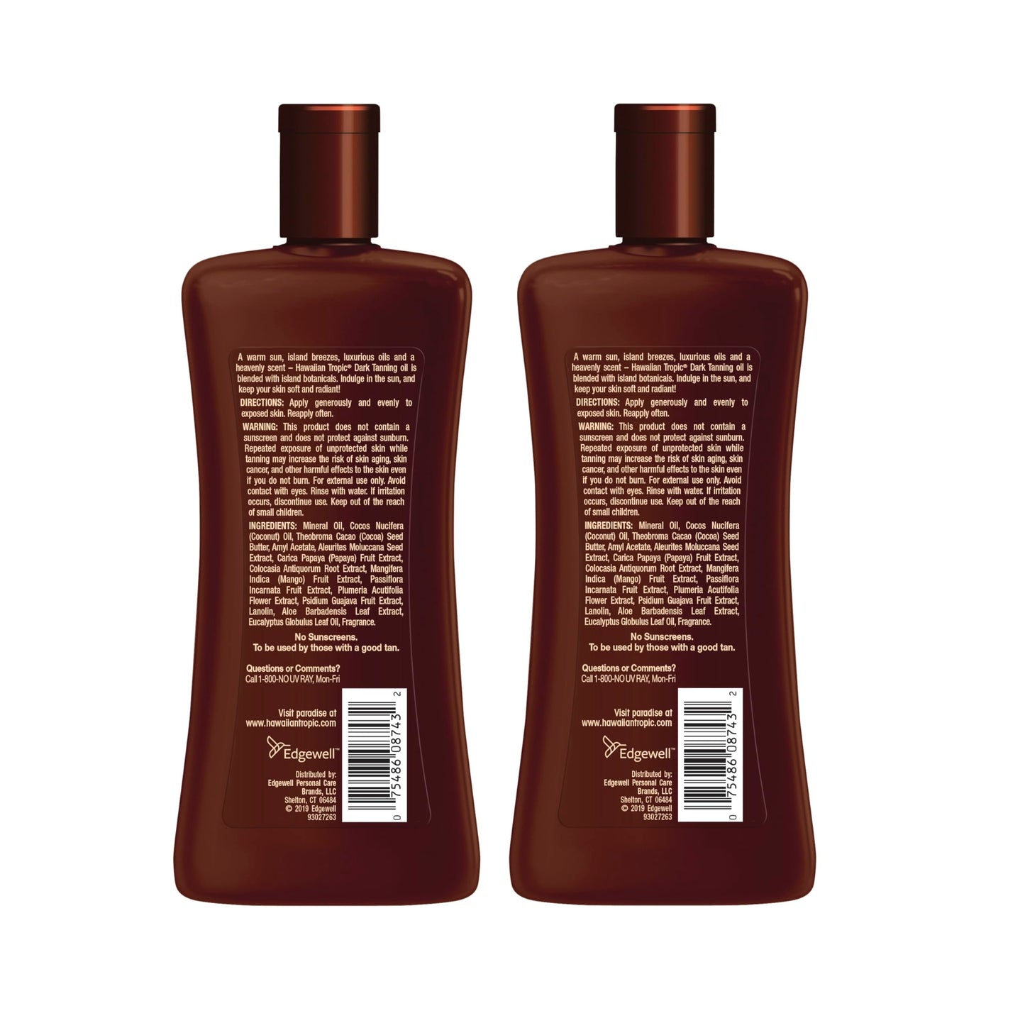 Lifestyle shot of Hawaiian Tropic tanning oil twin pack