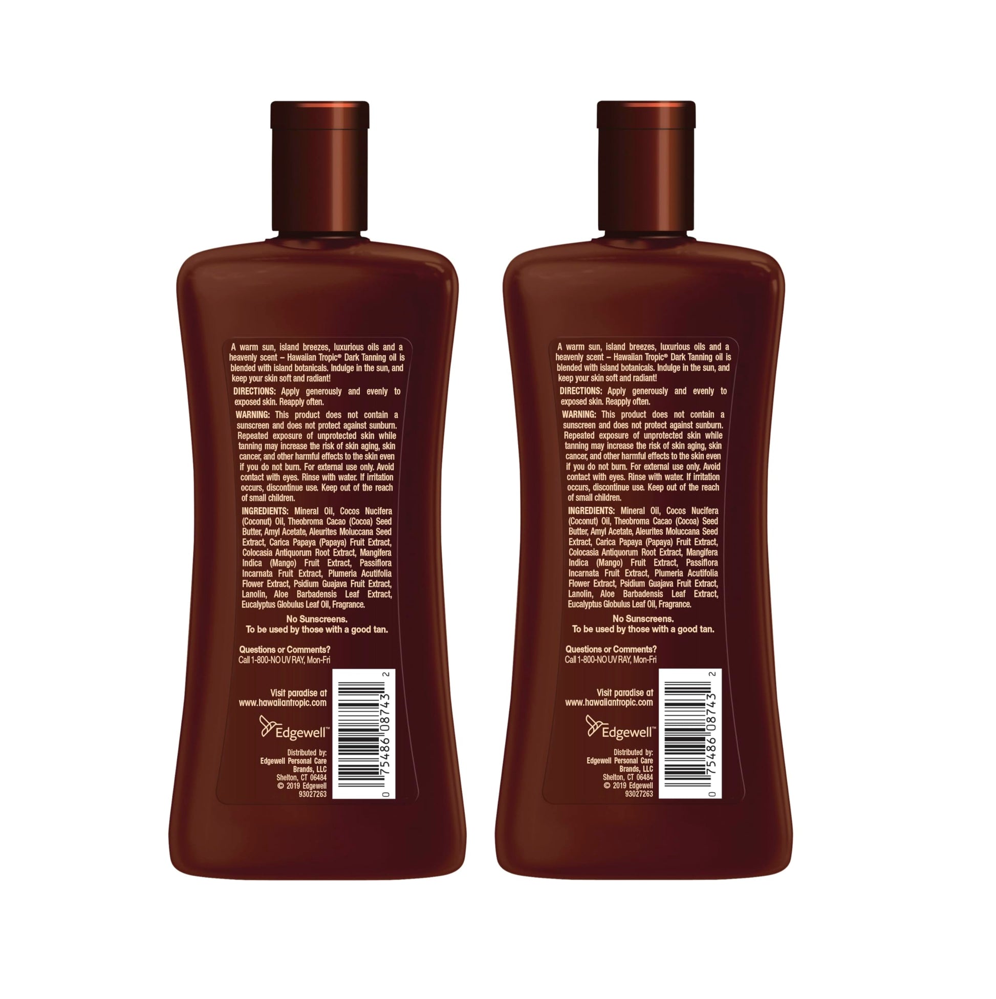 Lifestyle shot of Hawaiian Tropic tanning oil twin pack