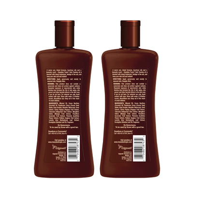 Lifestyle shot of Hawaiian Tropic tanning oil twin pack