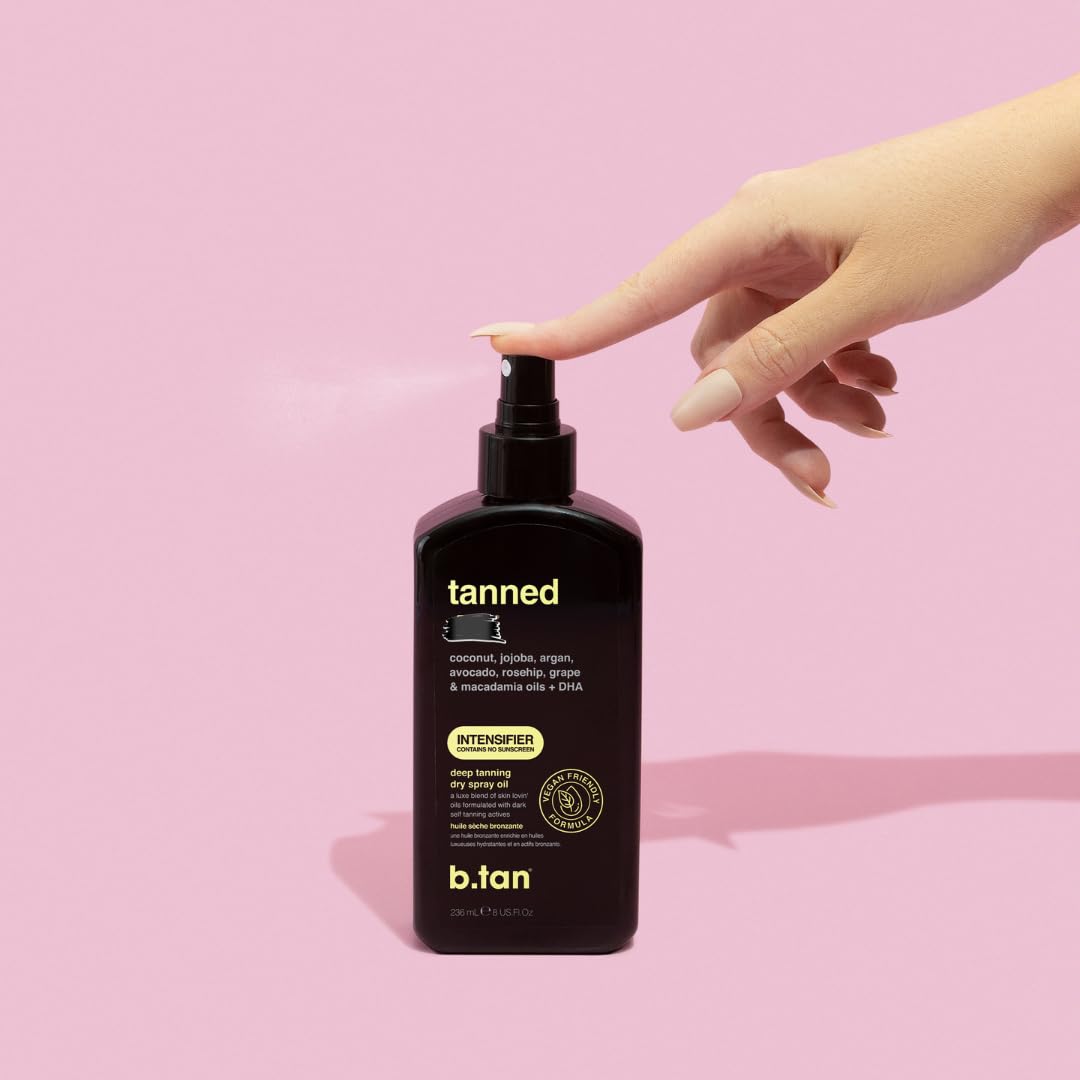 B.Tan Tanned AF dry oil spray bottle side view