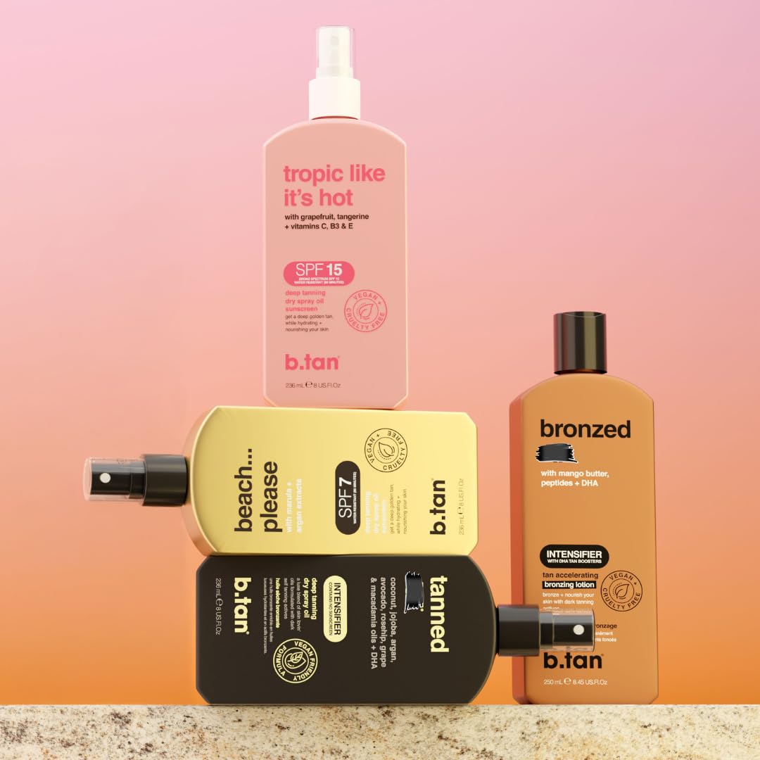 B.Tan tanning oil product label and instructions