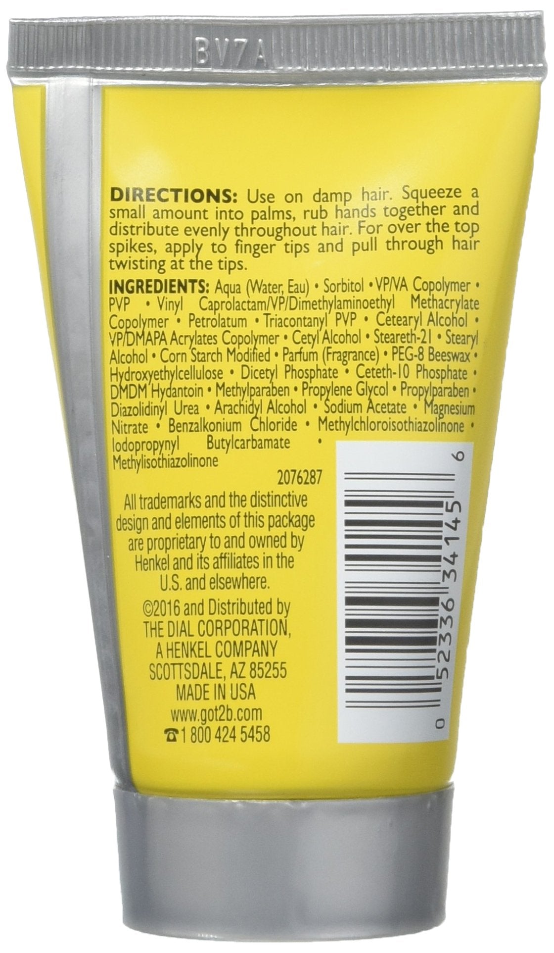 Schwarzkopf Got2B Glued travel size styling gel tubes showcasing the water resistant screaming hold label.
