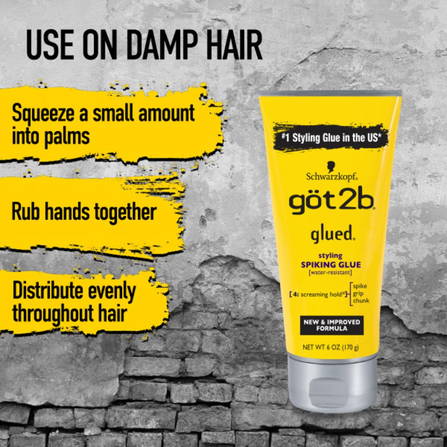 Got2B Glued strong hold wind tunnel tested hair styling gel pack texturizing display