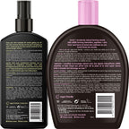 B.tan tanning accelerator lotion bottle with pink lettering