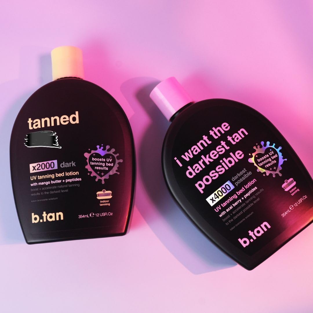 B.Tan tanning kit bottles displayed on a clean surface.