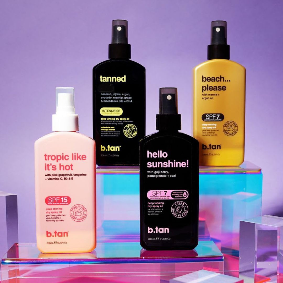 Detailed product label of B.Tan tanning accelerator bundle.