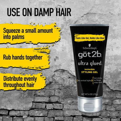 Got2b Ultra Glued travel size one point two five fluid ounce tube for on-the-go vertical hair styling