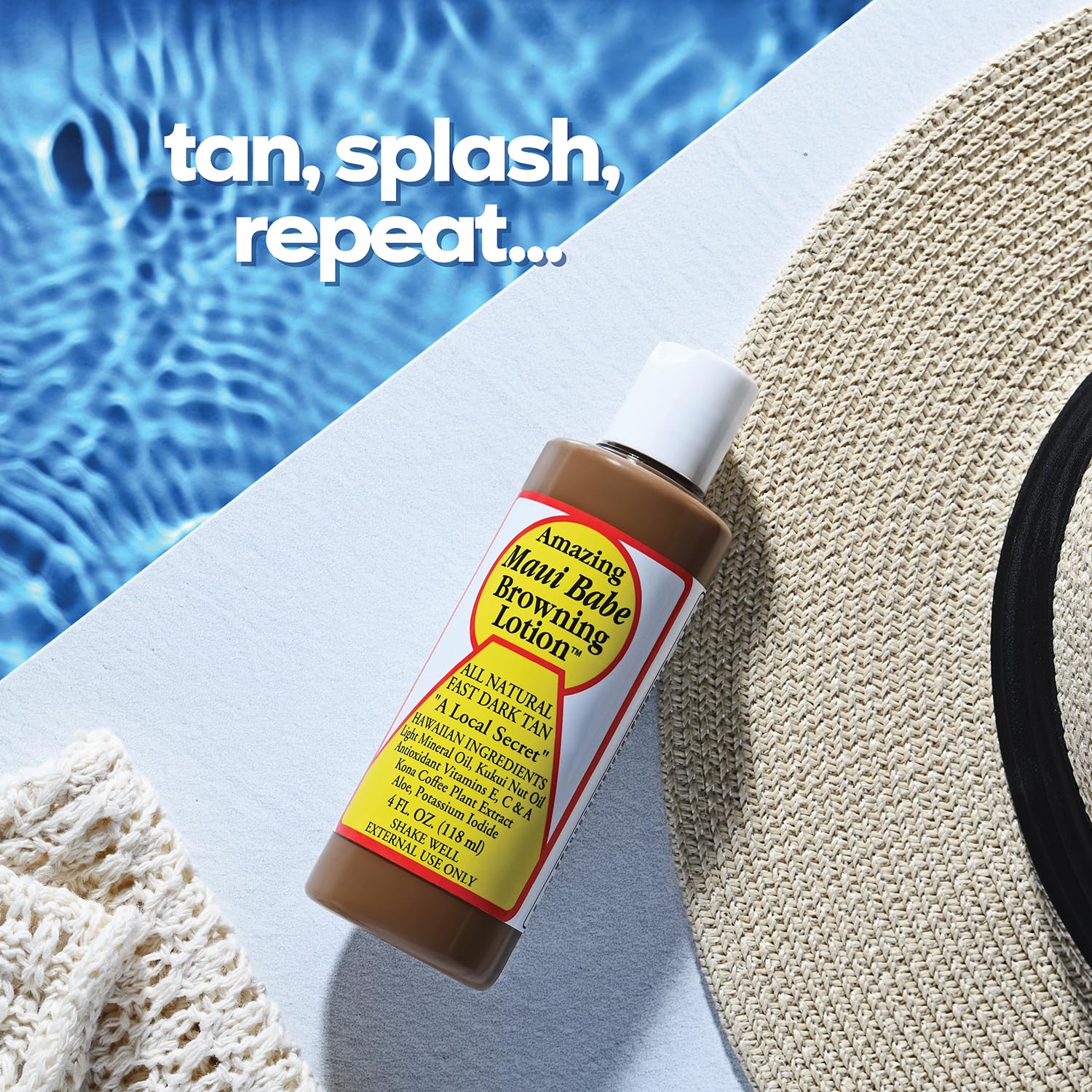 Close up of Maui Babe natural tan accelerator ingredients