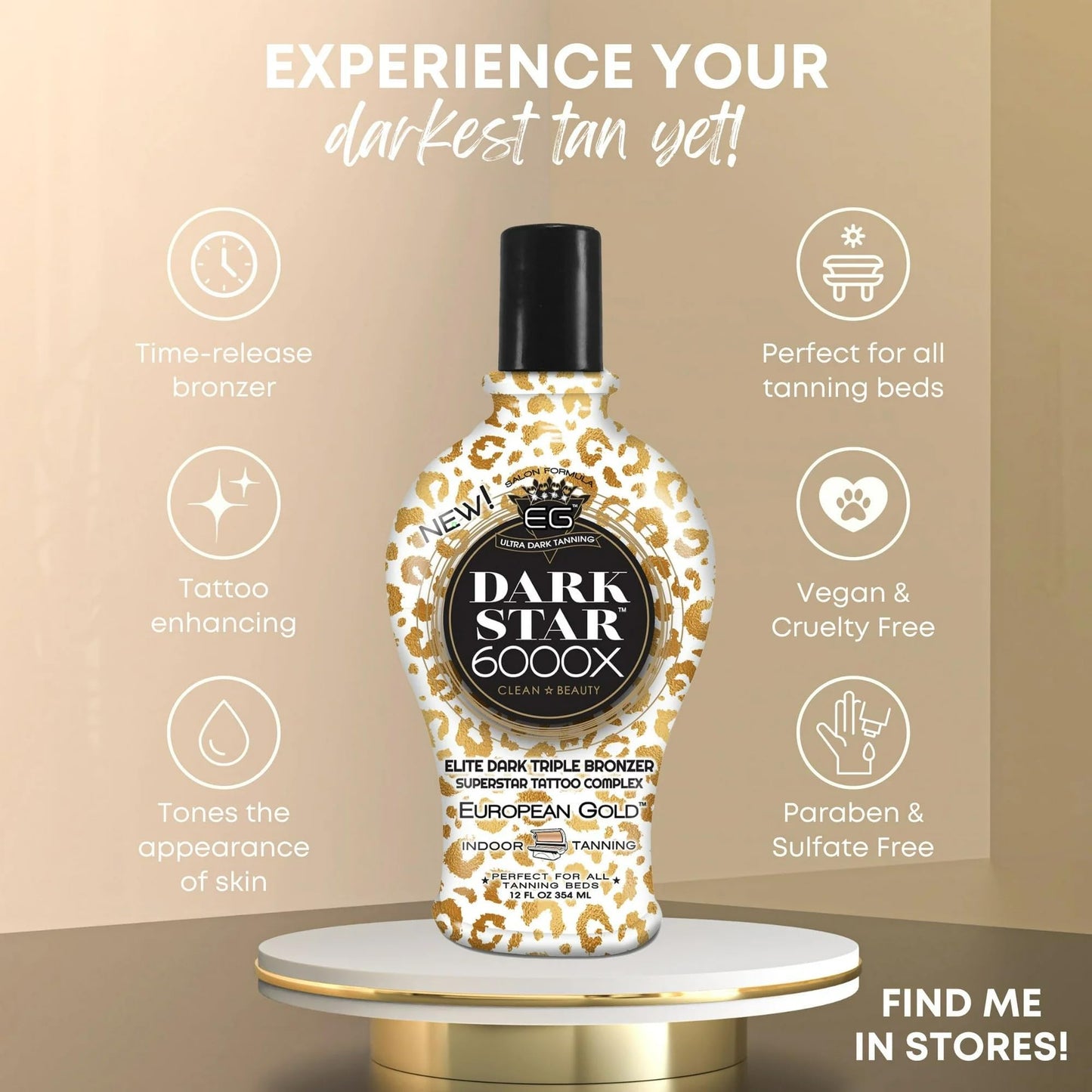 Authentic European Gold Dark Star tanning lotion side profile