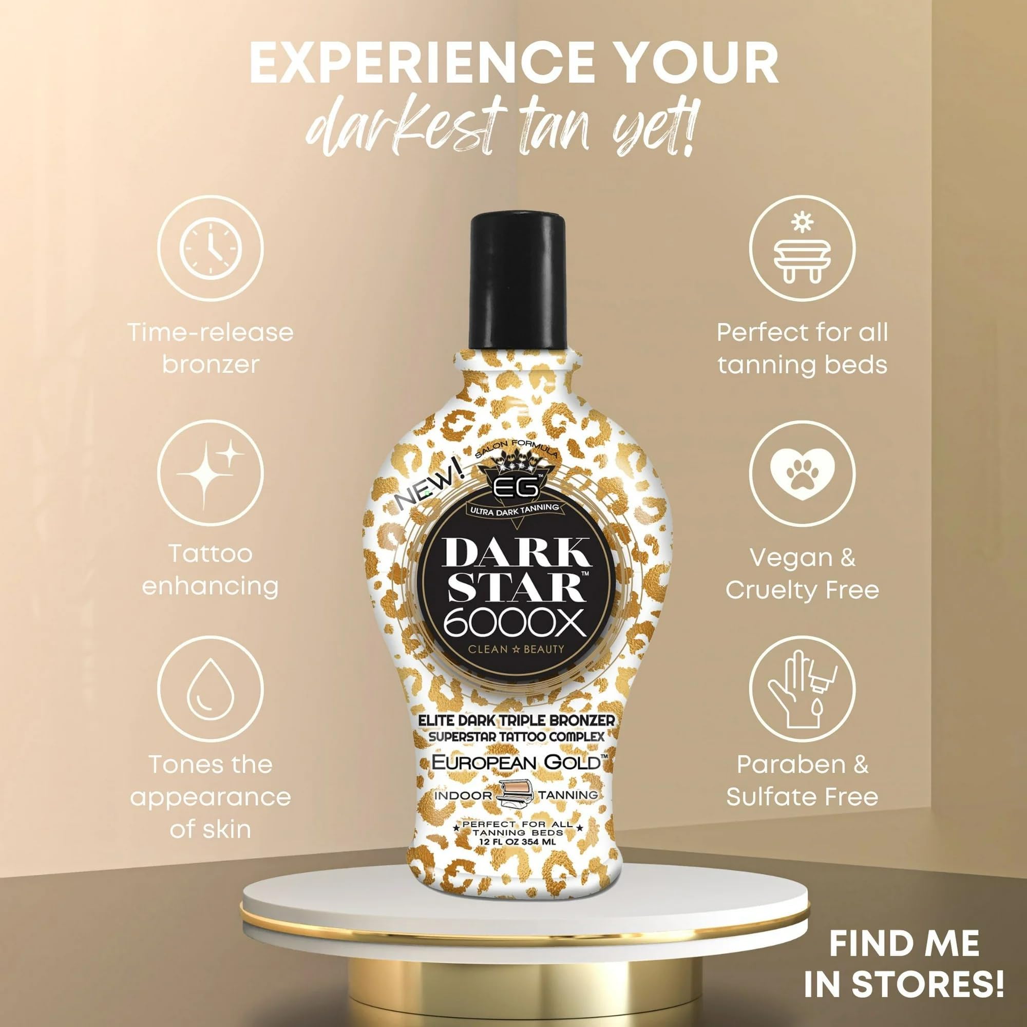 Authentic European Gold Dark Star tanning lotion side profile