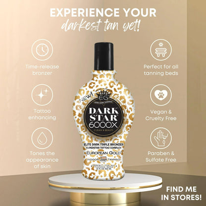 Authentic European Gold Dark Star tanning lotion side profile