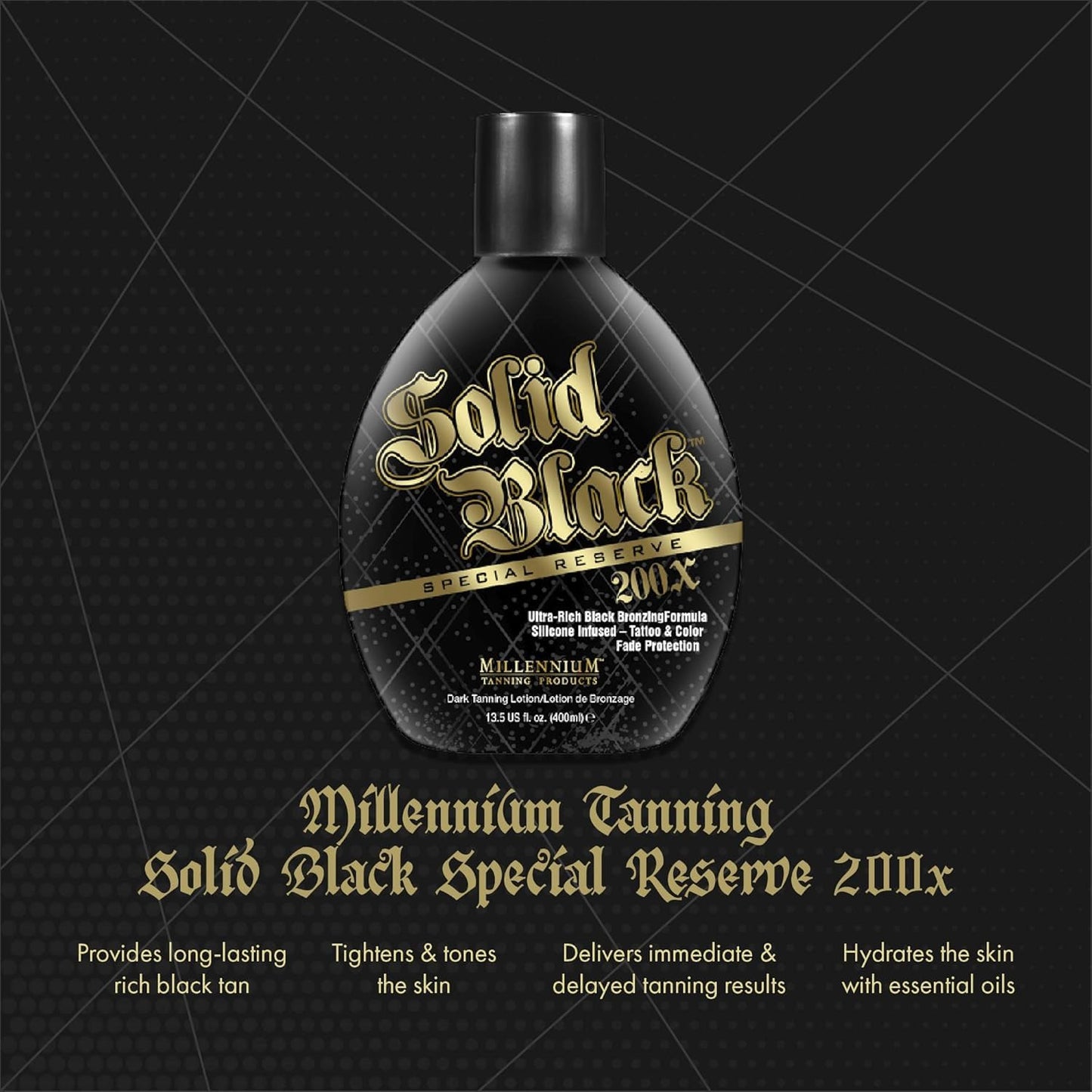 Millennium Tanning Solid Black Special Reserve 200X texture demonstration