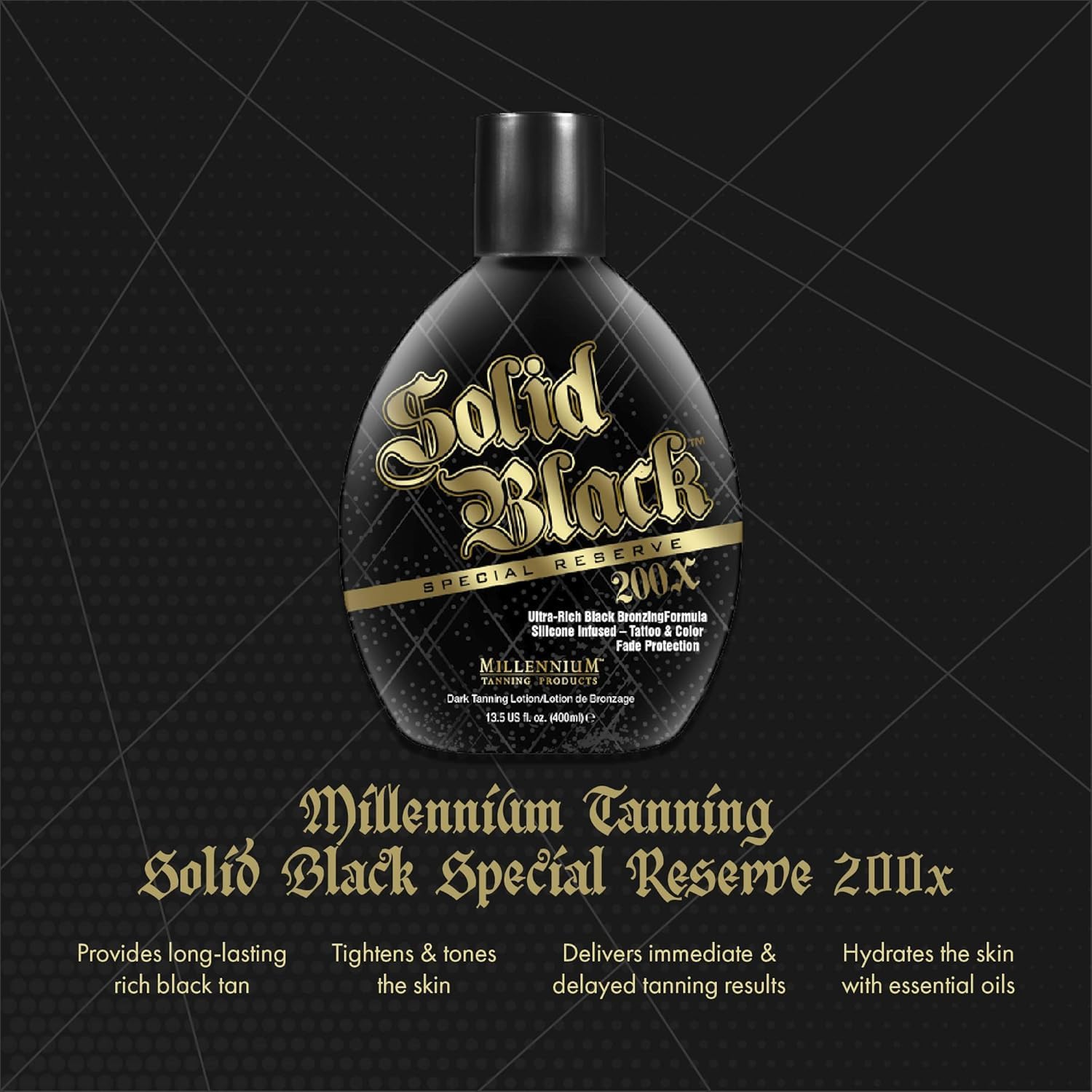 Millennium Tanning Solid Black Special Reserve 200X texture demonstration
