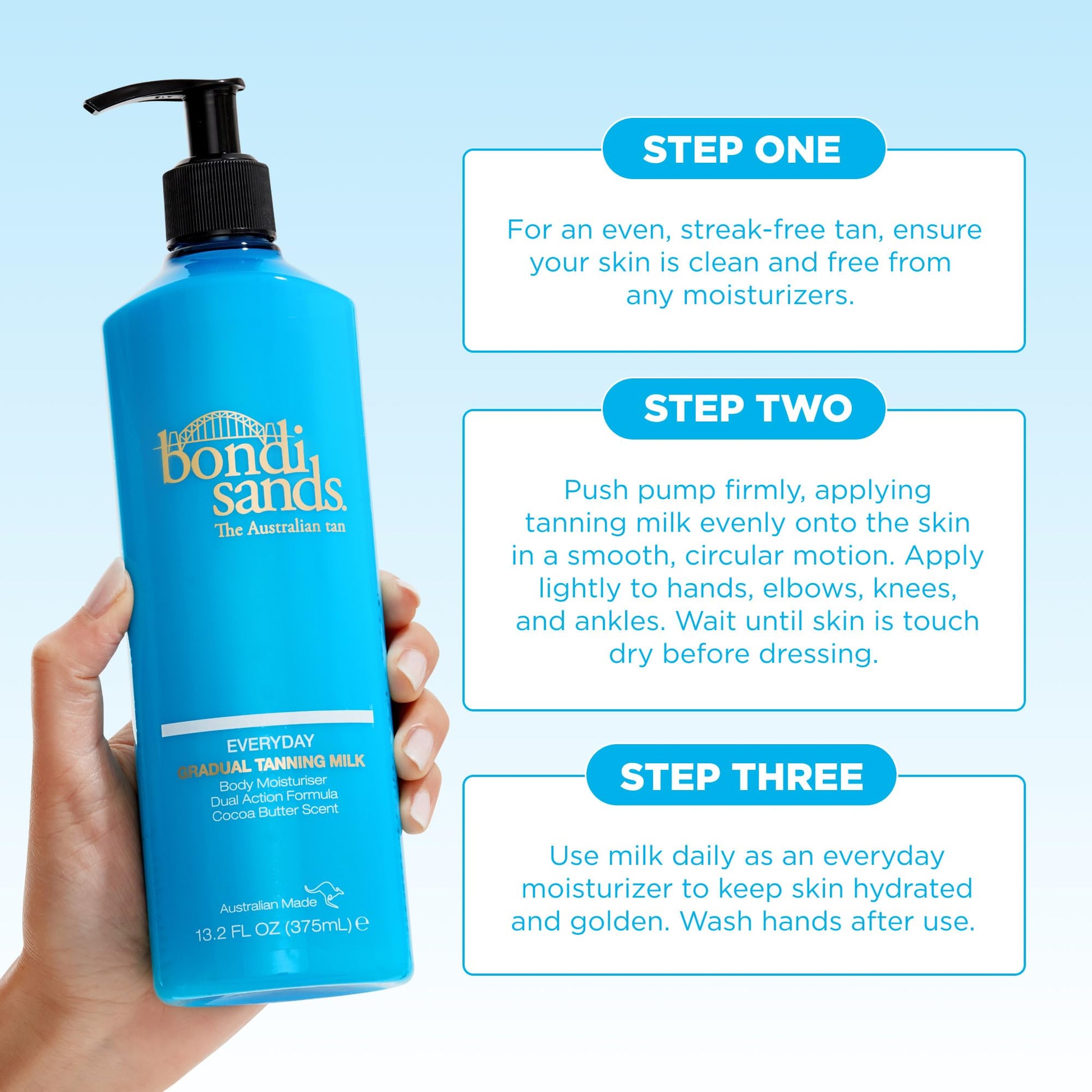 Authentic USA imported Bondi Sands skincare product packaging