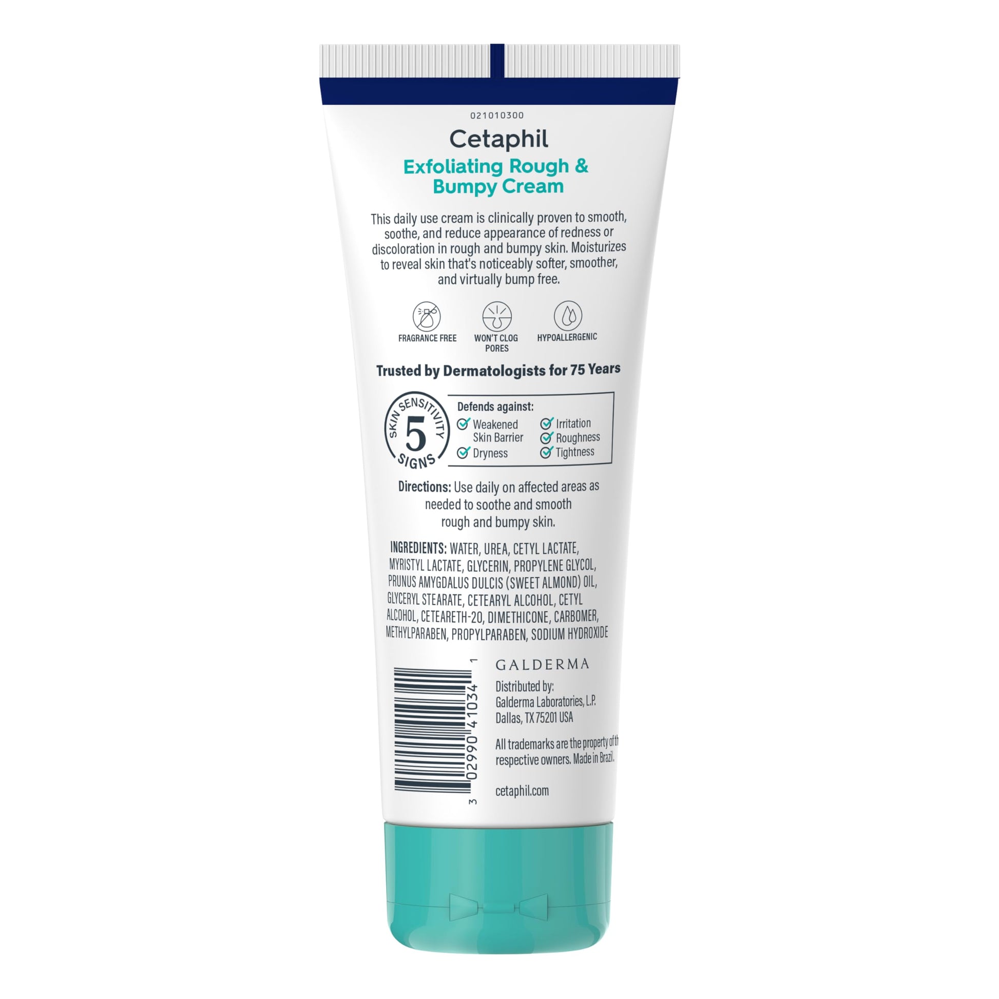Cetaphil fragrance free exfoliating cream tube back directions