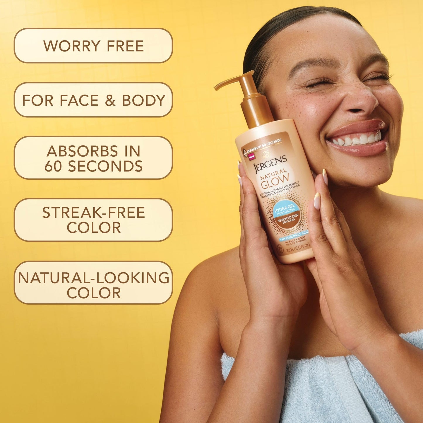 Jergens Natural Glow Hydra Gel bottle side profile