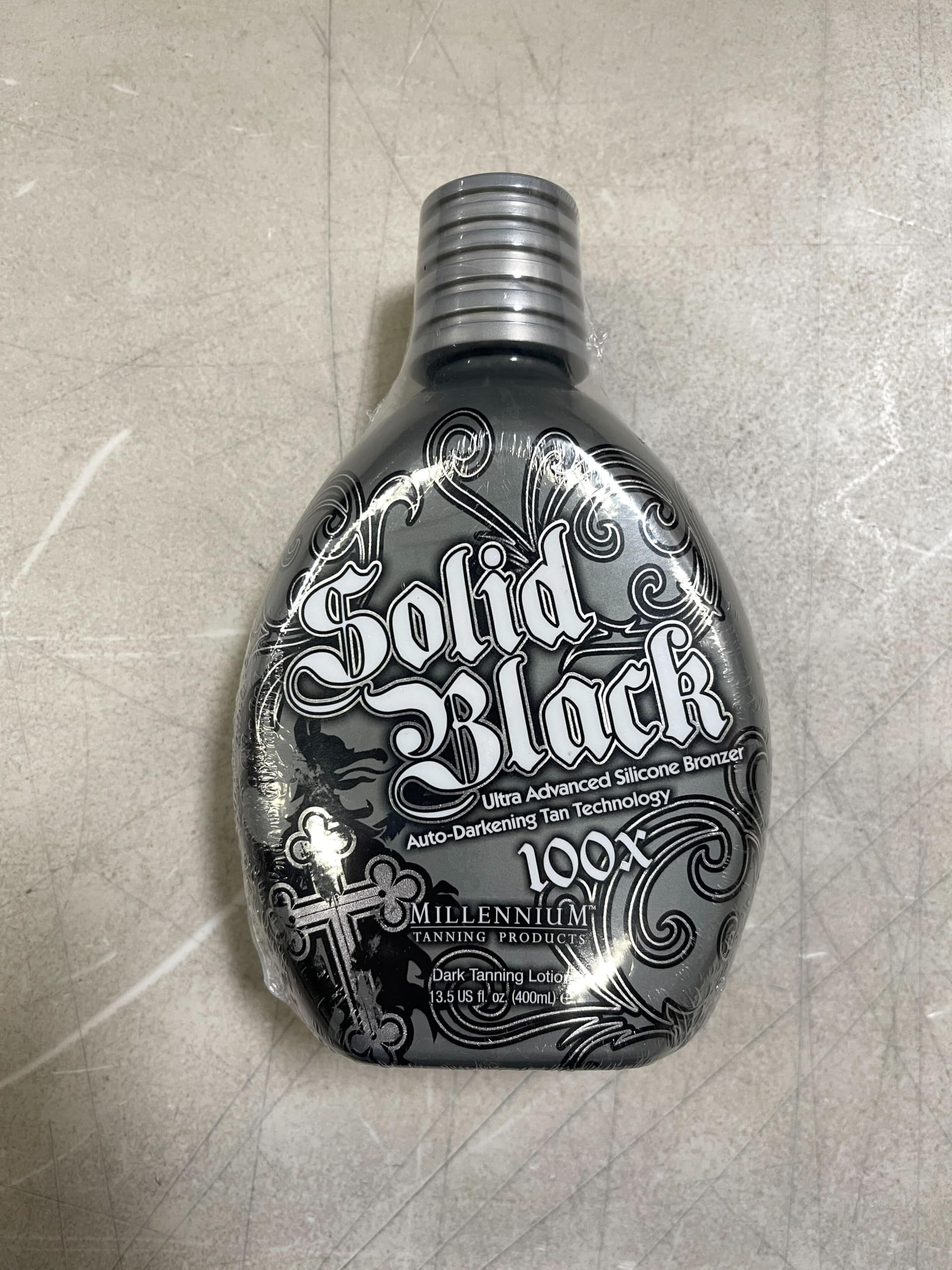 Millennium Tanning Solid Black 100X indoor outdoor tanning lotion product packaging