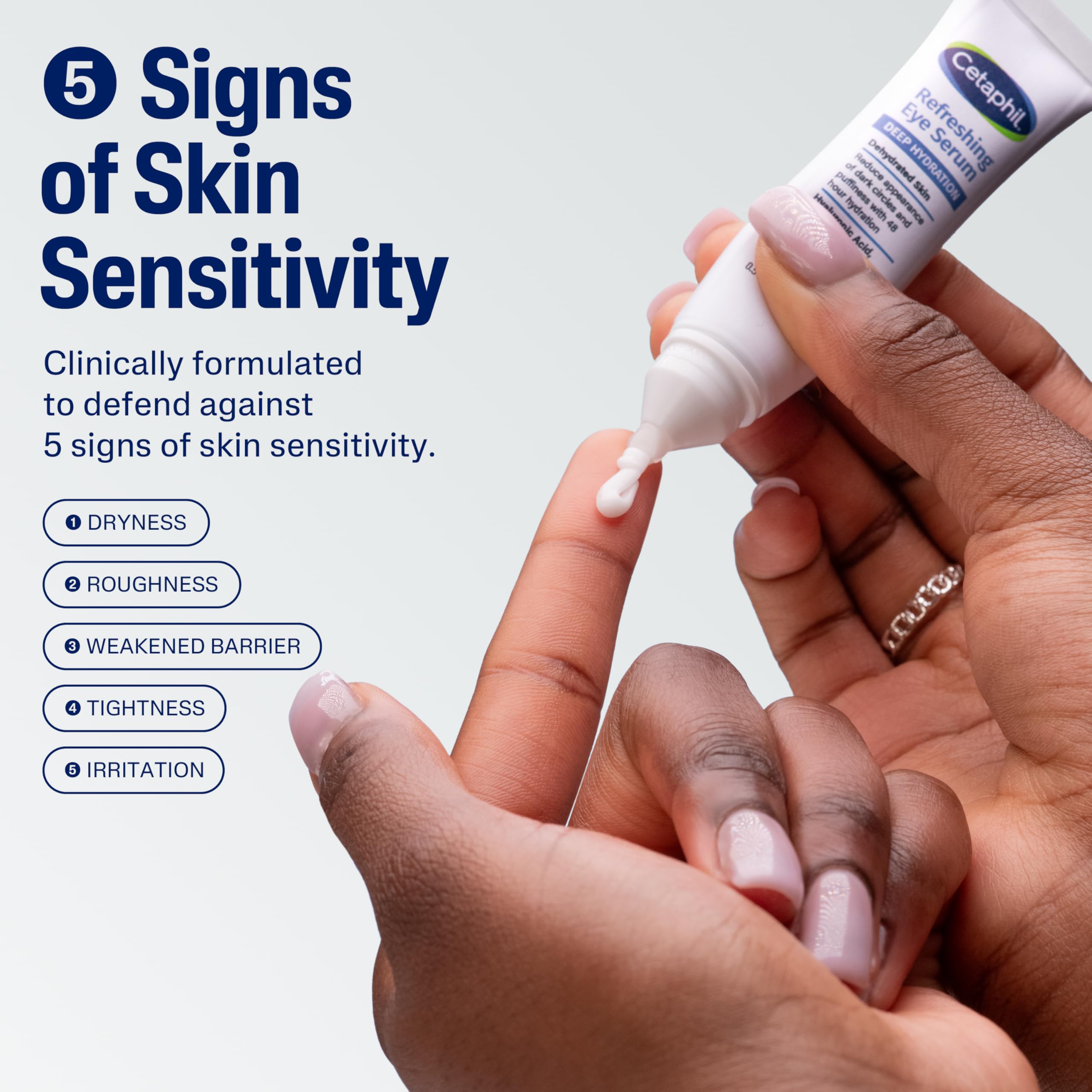Dermatologist recommended Cetaphil under eye cream with cooling silicone tip close up