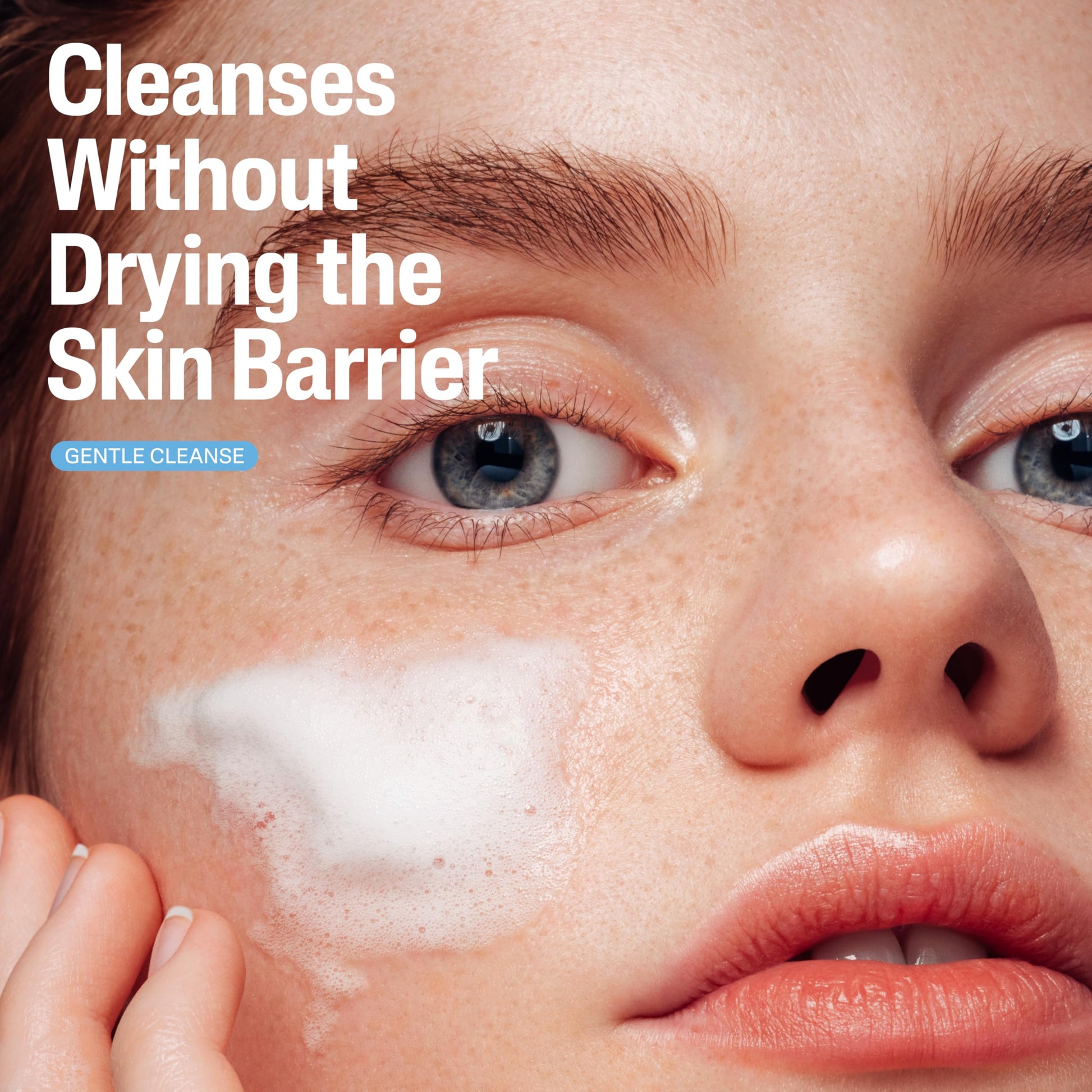 Cetaphil prebiotic aloe face wash cream texture transforming into lather
