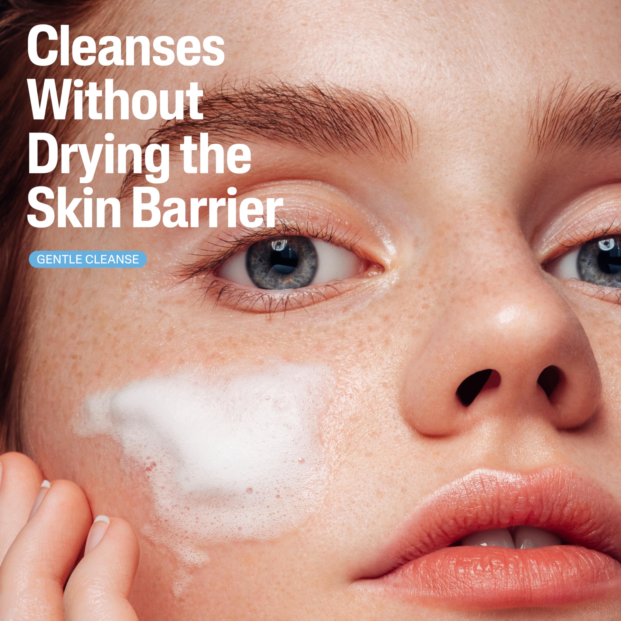 Cetaphil prebiotic aloe face wash cream texture transforming into lather