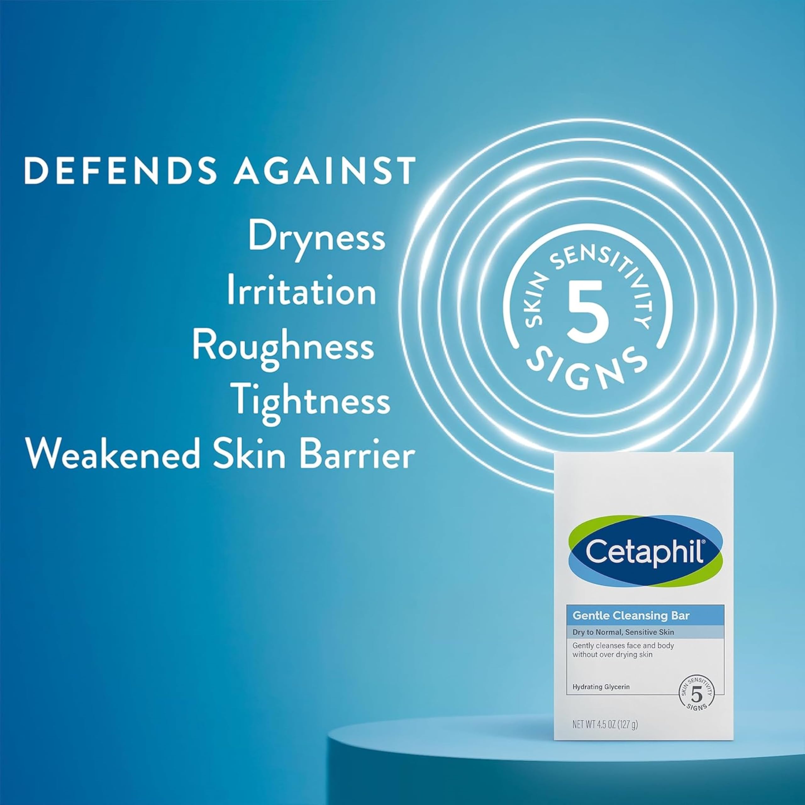 Back packaging of daily use hydrating facial cleansing bar showing ingredients