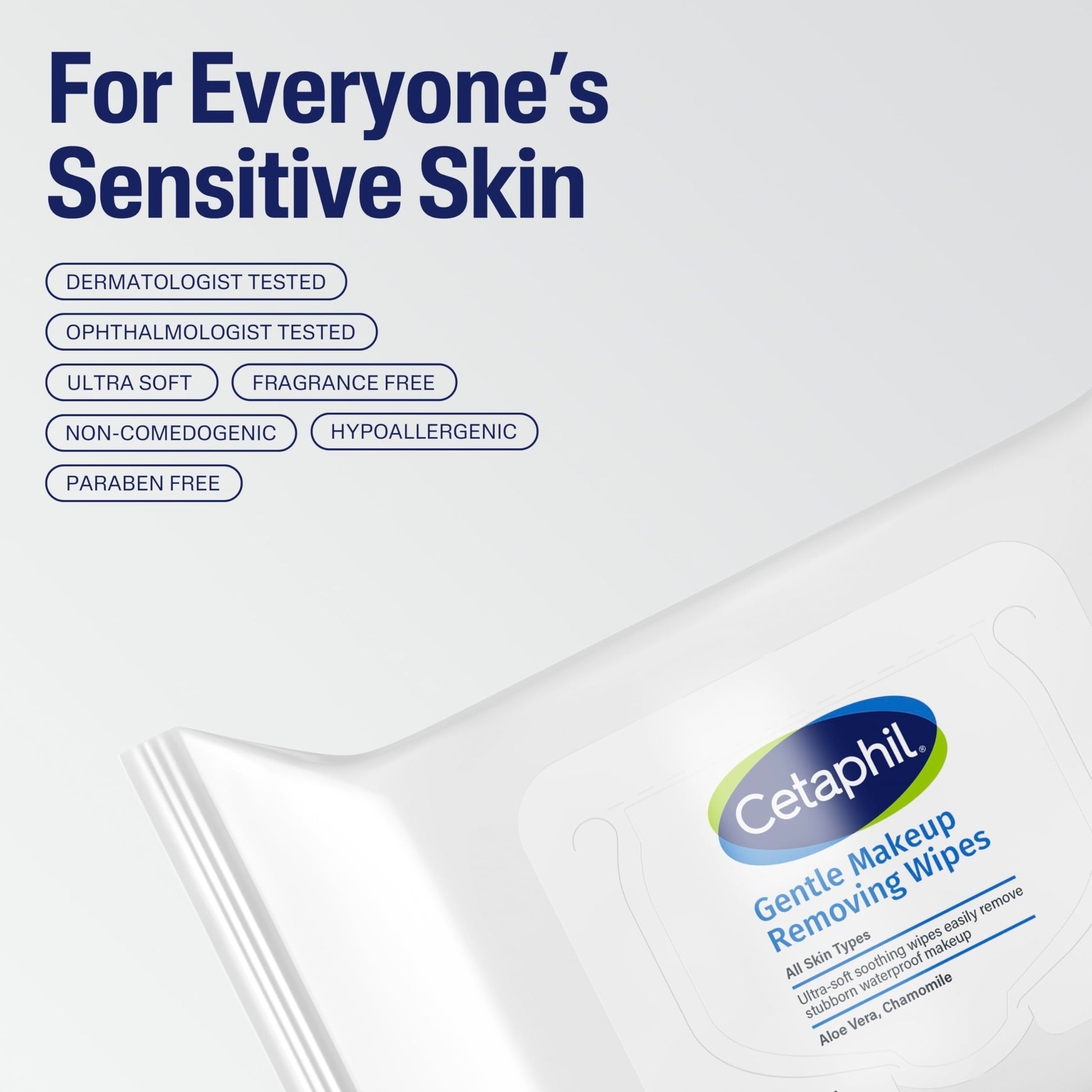 Cetaphil sensitive skin makeup removing wipes stack of cloths