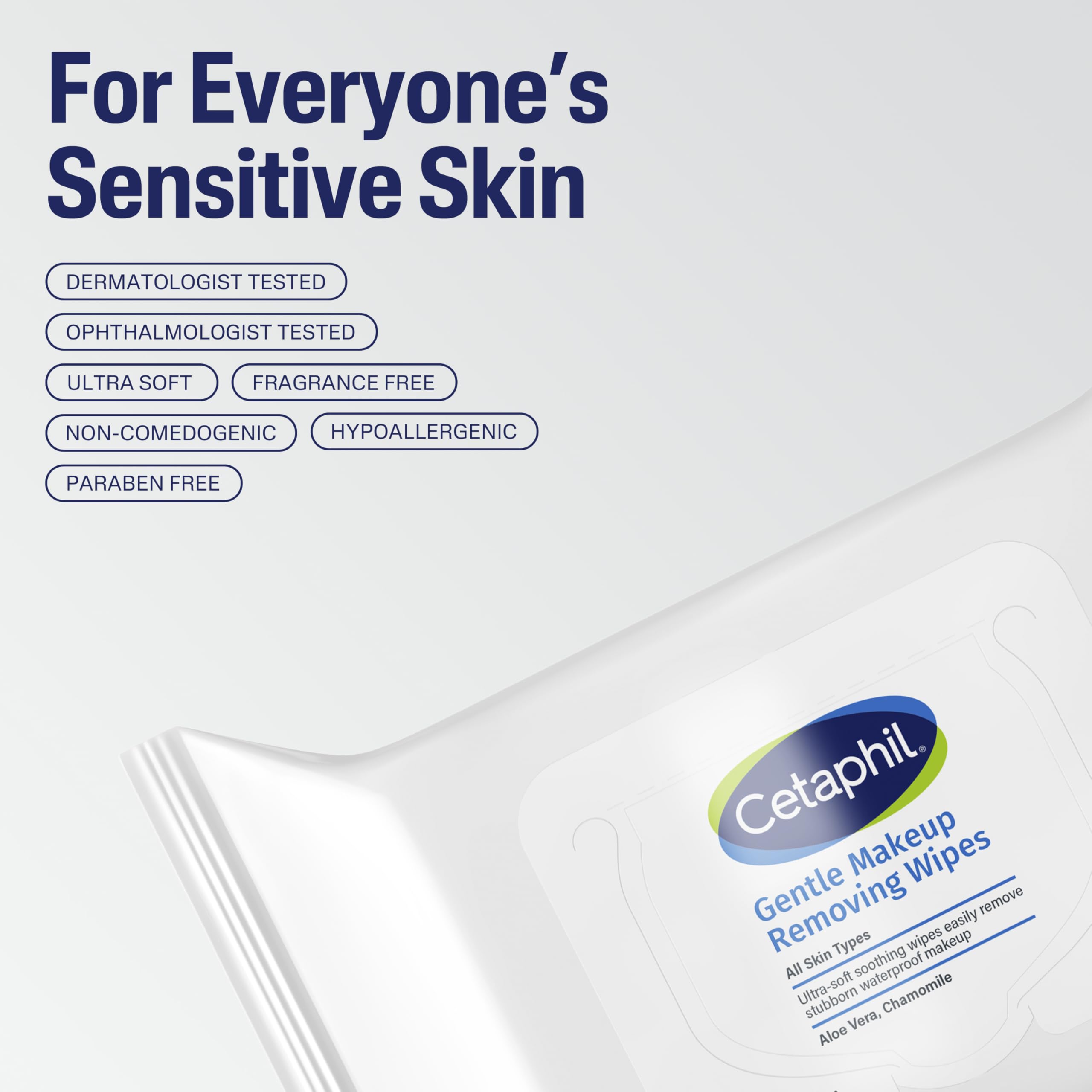 Cetaphil sensitive skin makeup removing wipes stack of cloths