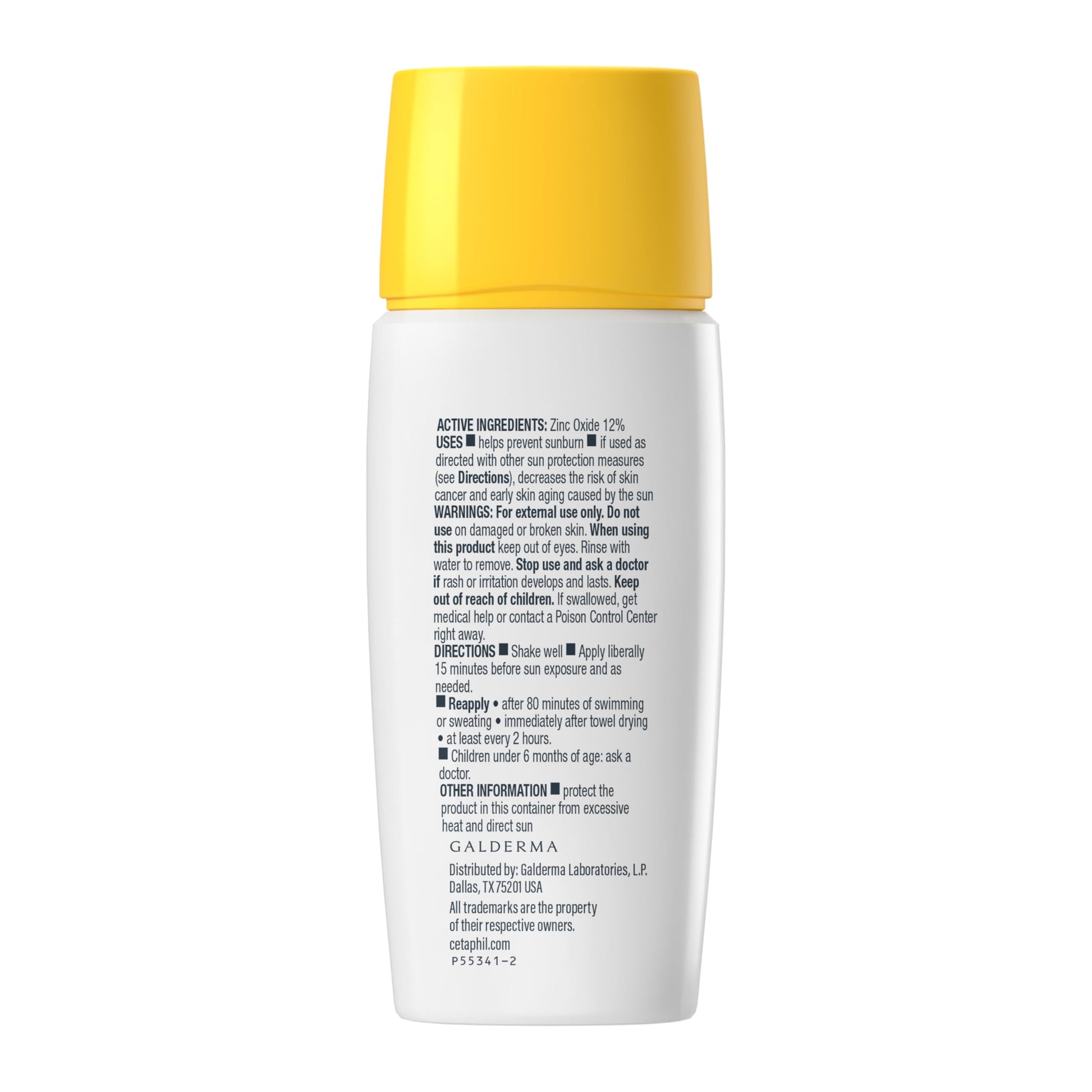 Authentic imported Cetaphil sunscreen drops bottle sitting upright on a clean vanity display